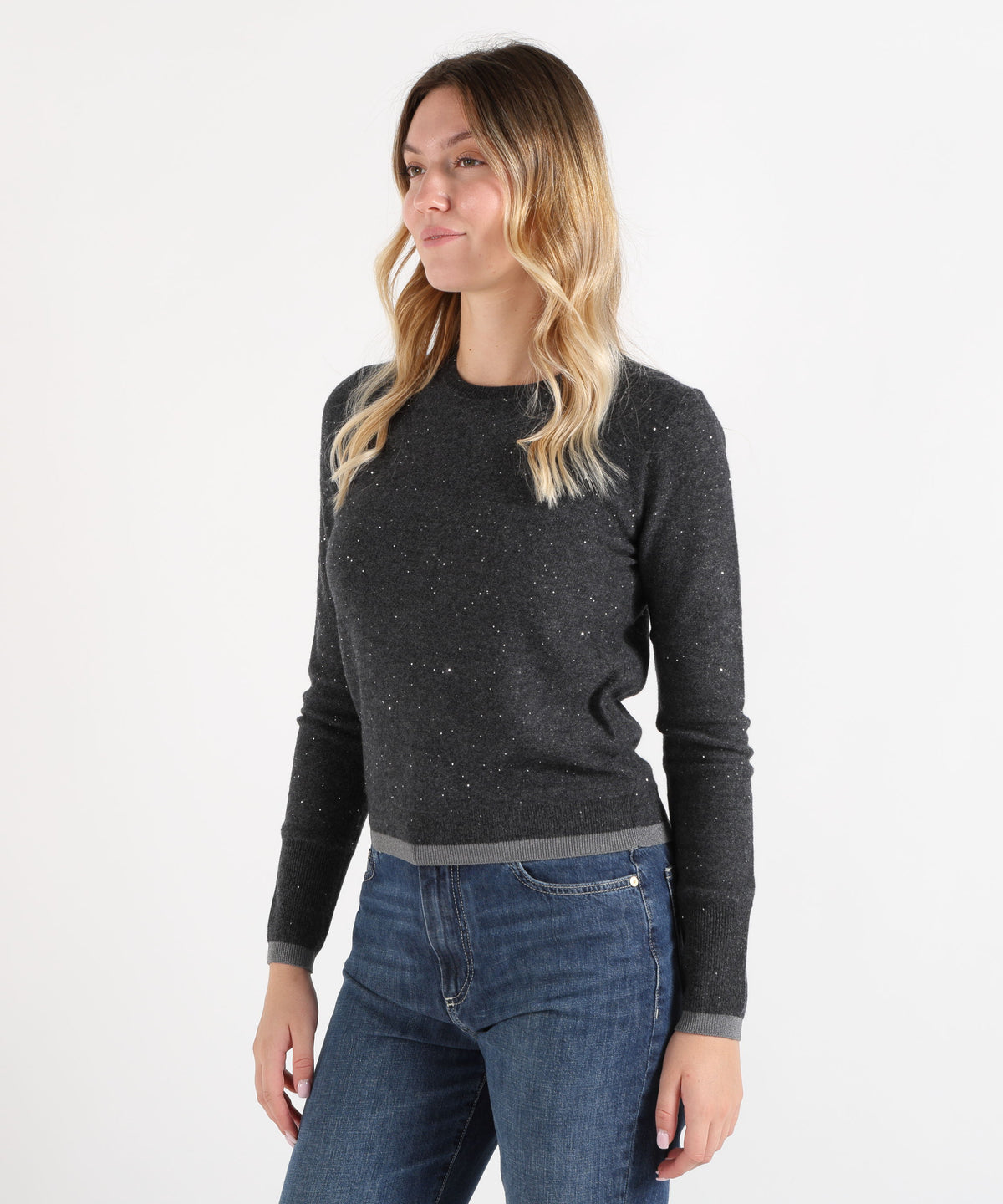 Knitwear PENNYBLACK Micro-sequin knit top Grigio | PENNYBLACK