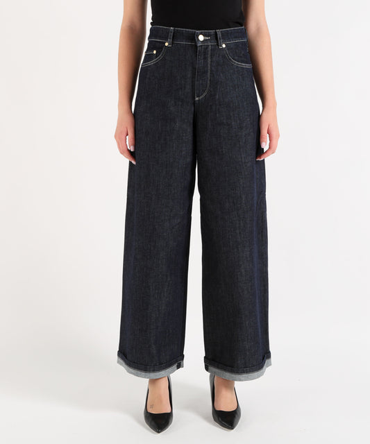 Jeans 'S MAX MARA Jeans Wide Leg 5 Tasche in Denim Indaco Denim scuro | 'S MAX MARA