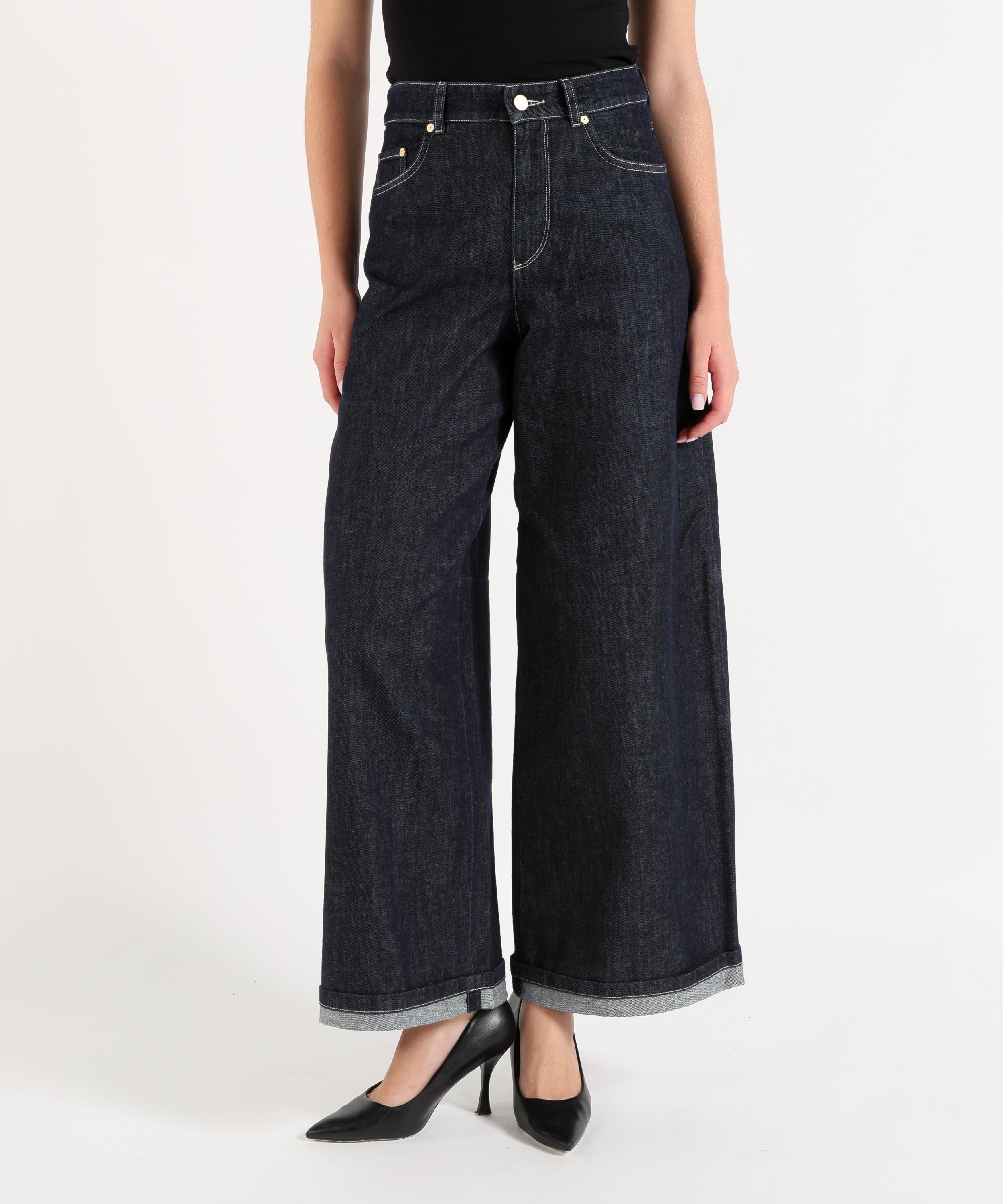 Jeans 'S MAX MARA Jeans Wide Leg 5 Tasche in Denim Indaco Denim scuro | 'S MAX MARA