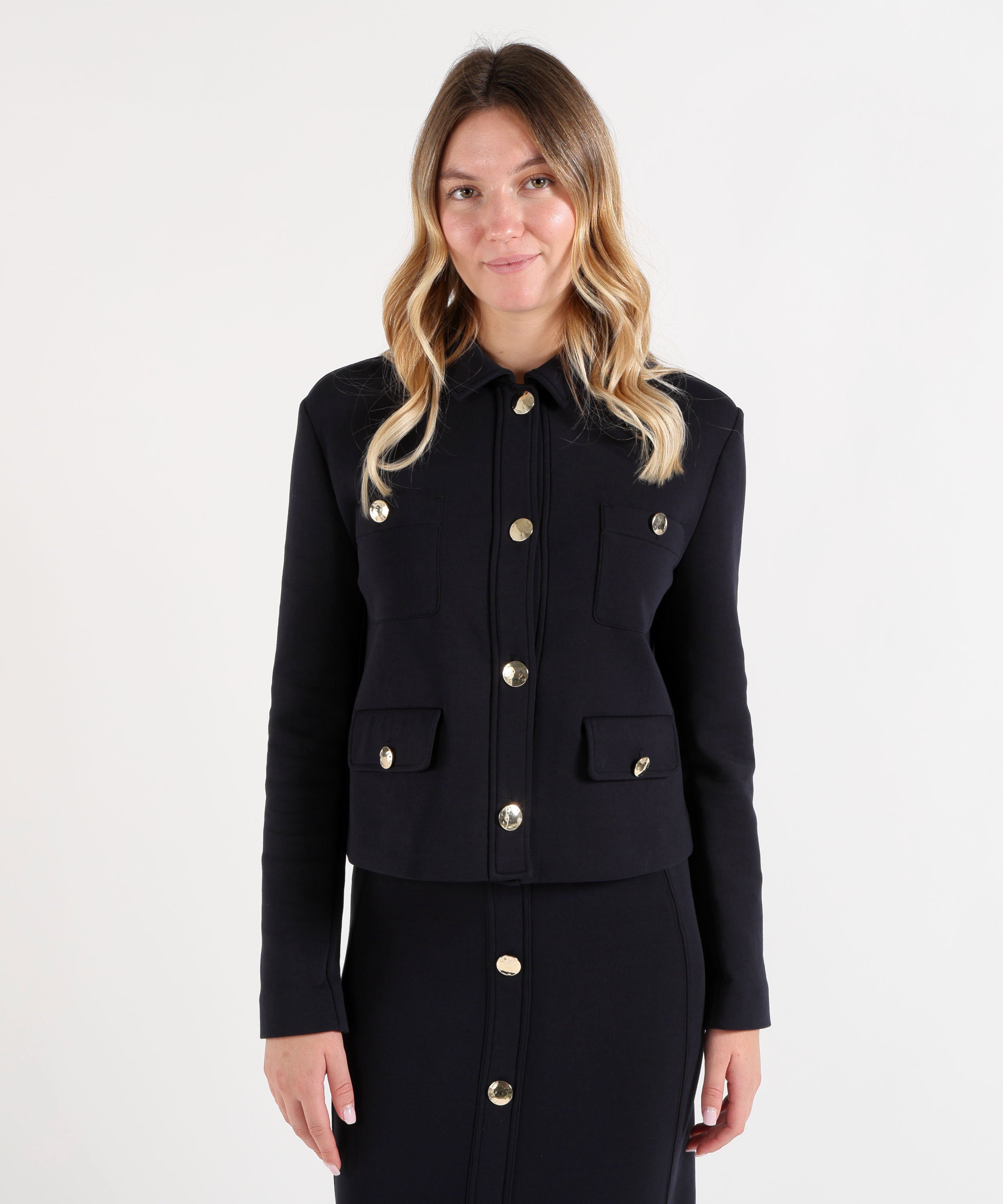 Giacche 'S MAX MARA Giacca Corta in Jersey Scuba di Cotone Tecnico Blu | 'S MAX MARA