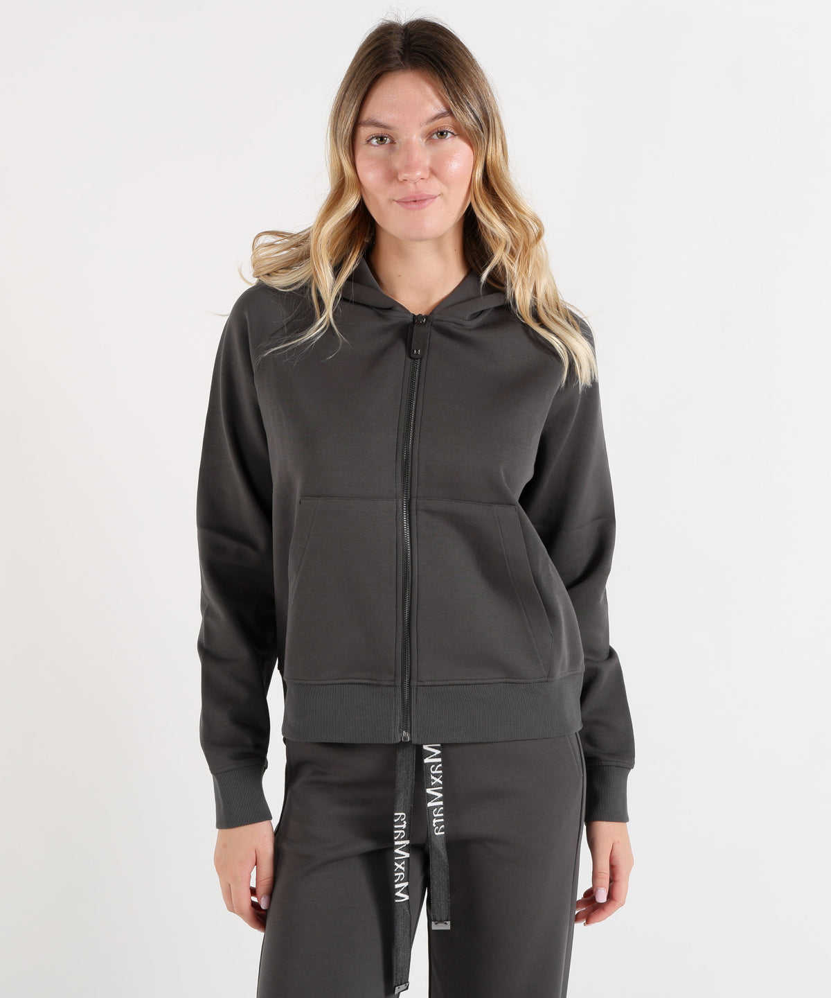 'S MAX MARA Felpa con Cappuccio in Jersey di Cotone Tecnico