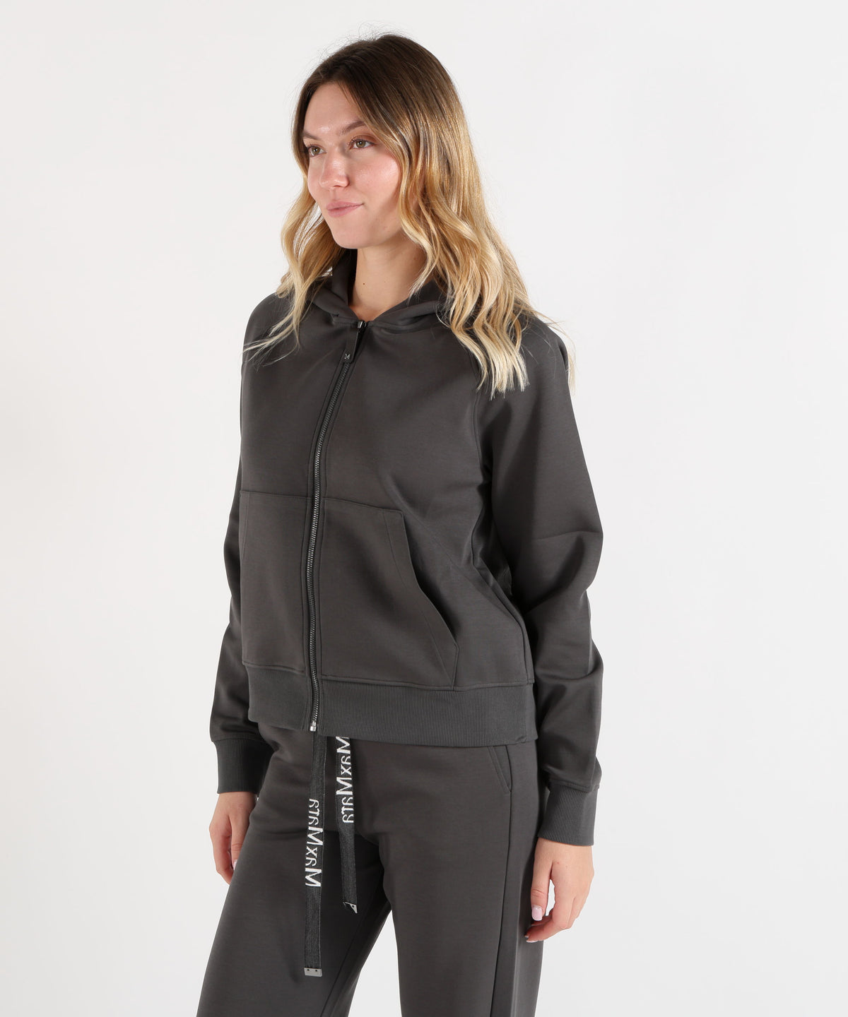Felpe 'S MAX MARA Felpa con Cappuccio in Jersey di Cotone Tecnico Grigio scuro | 'S MAX MARA