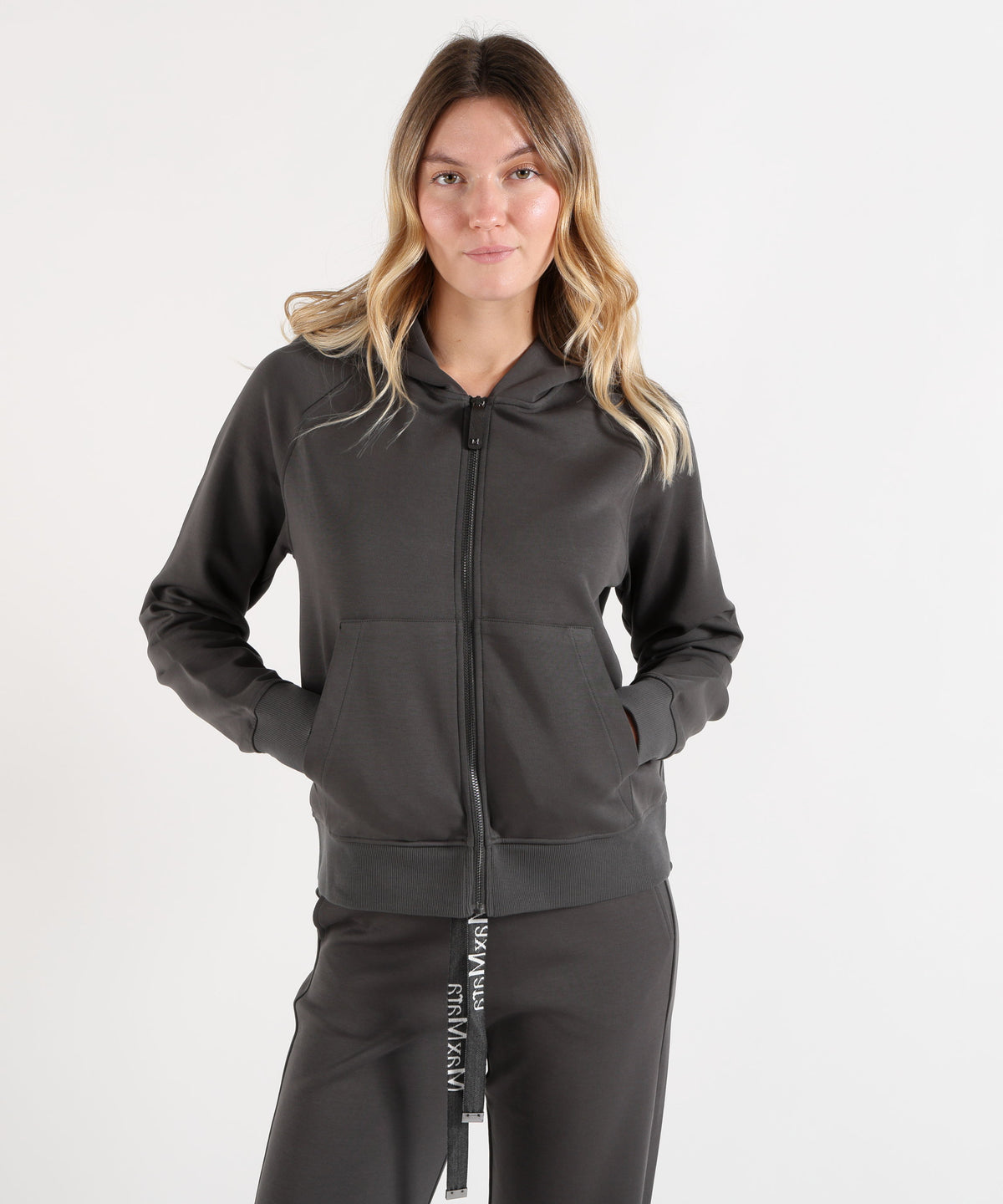 Felpe 'S MAX MARA Felpa con Cappuccio in Jersey di Cotone Tecnico Grigio scuro | 'S MAX MARA