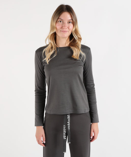 Maglie 'S MAX MARA T-shirt Basic a Maniche Lunghe in Cotone e Modal Grigio scuro | 'S MAX MARA