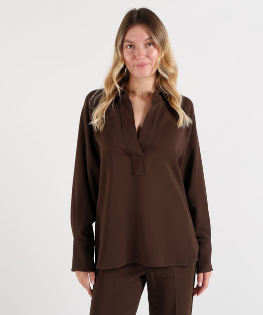 Bluse SEVENTY Blusa in cady con scollo a V Marrone | SEVENTY