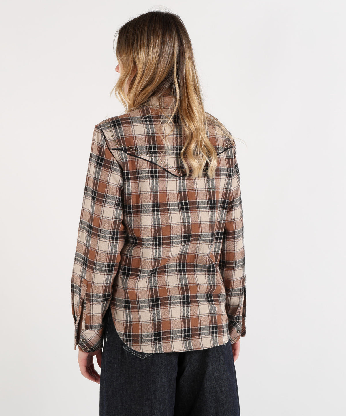 Camicie P.A.R.O.S.H. CAMICIA WESTERN CON BORCHIE Marrone | P.A.R.O.S.H.