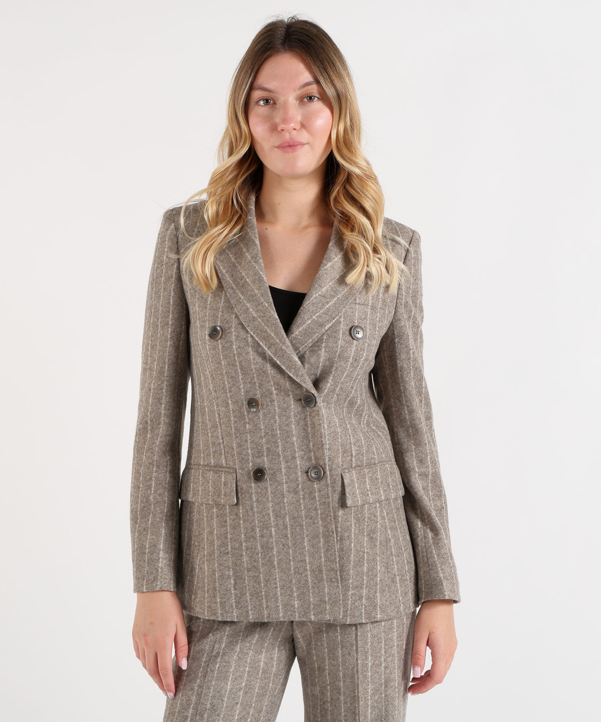 SEVENTY Giacca doppiopetto in flanellina misto lana