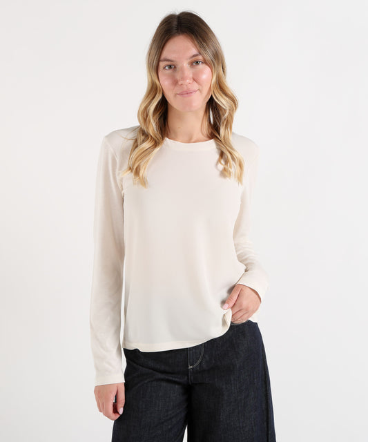 Maglie SEVENTY Maglia girocollo in jersey e crêpe Panna | SEVENTY