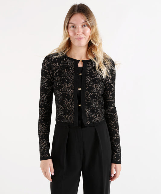 Cardigan ELISABETTA FRANCHI Cardigan con lavorazione Nero | ELISABETTA FRANCHI
