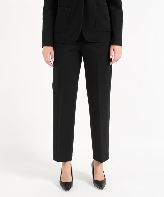 Pantaloni SEVENTY Pantalone elasticato in maglia armaturata Nero | SEVENTY