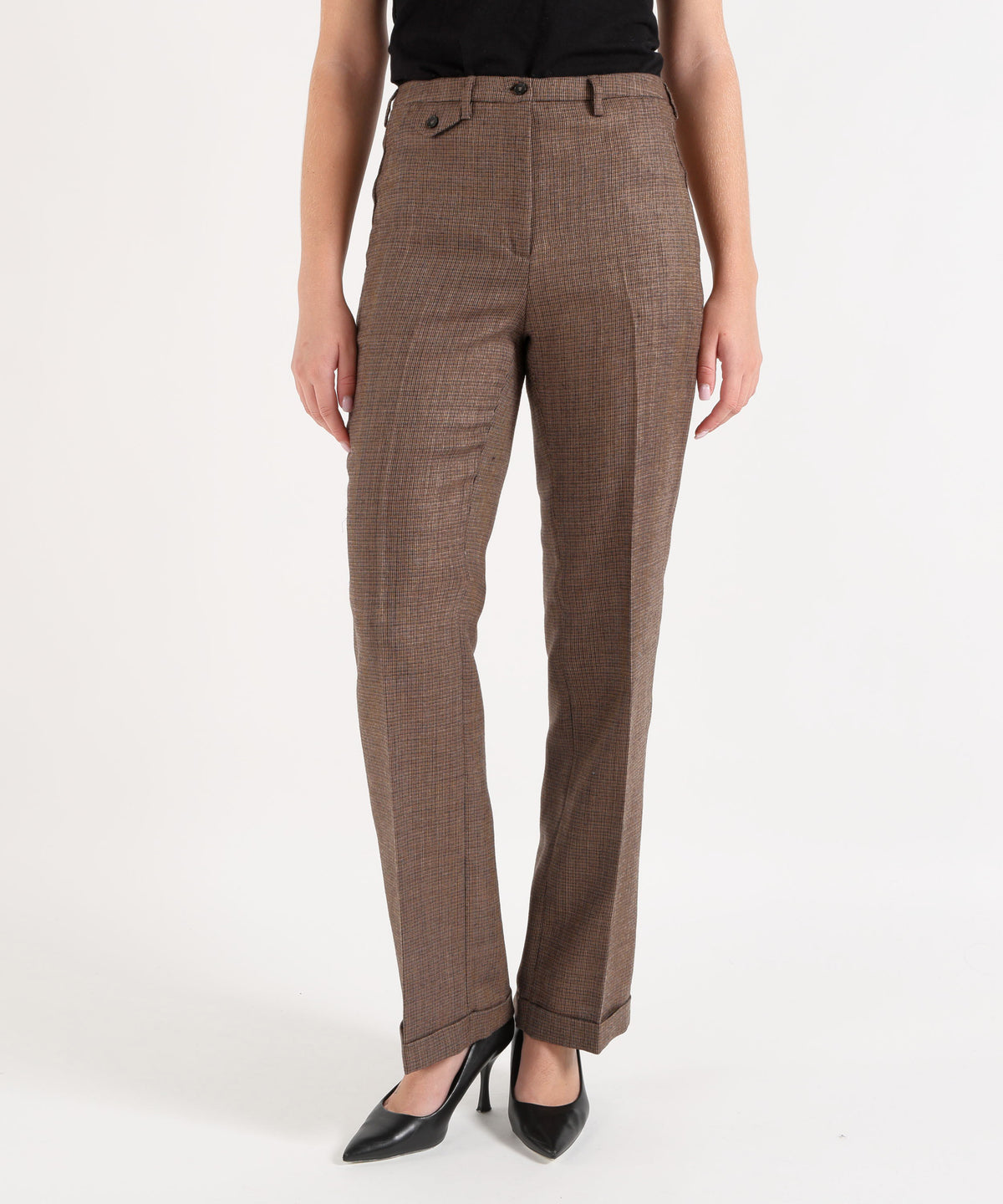 SEVENTY Pantalone lungo gamba dritta con fibbia pura lana