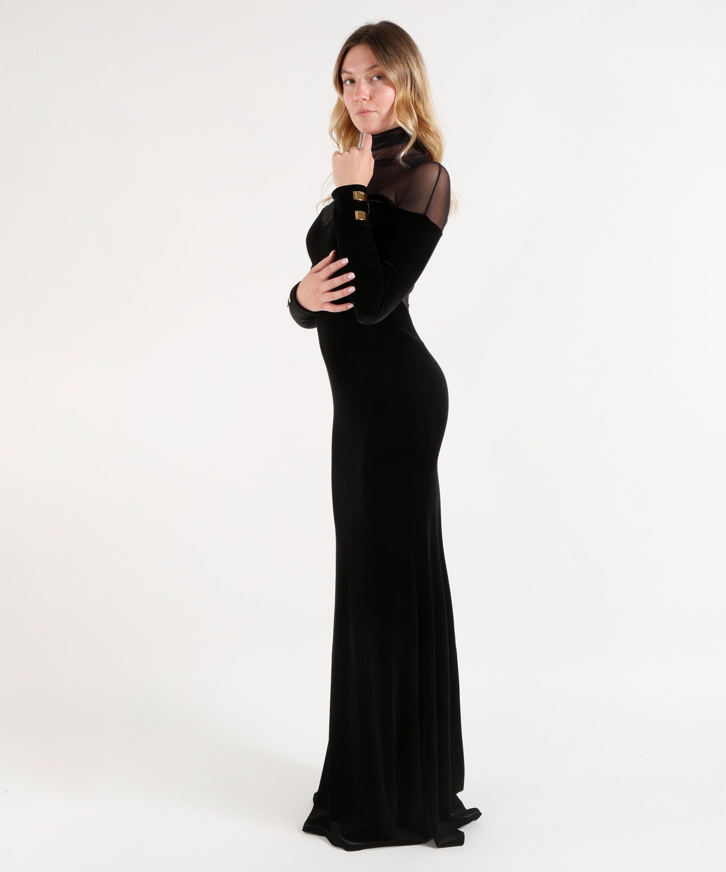 Abiti ELISABETTA FRANCHI Abito Red Carpet in velluto e tulle Nero | ELISABETTA FRANCHI