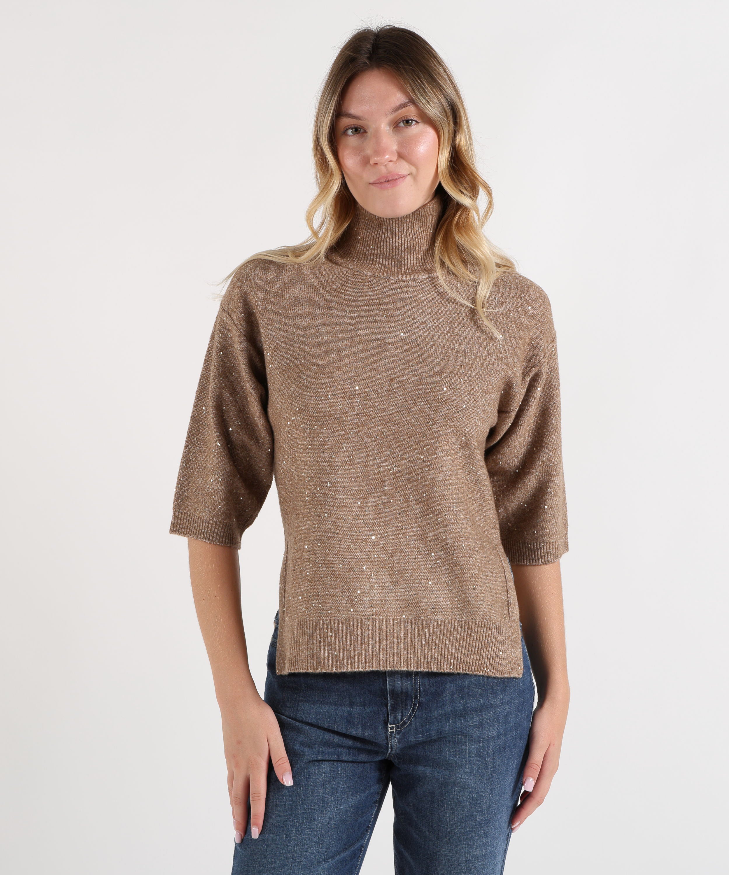 Maglie SEVENTY Maglia a lupetto con micropaillettes Bronzo | SEVENTY
