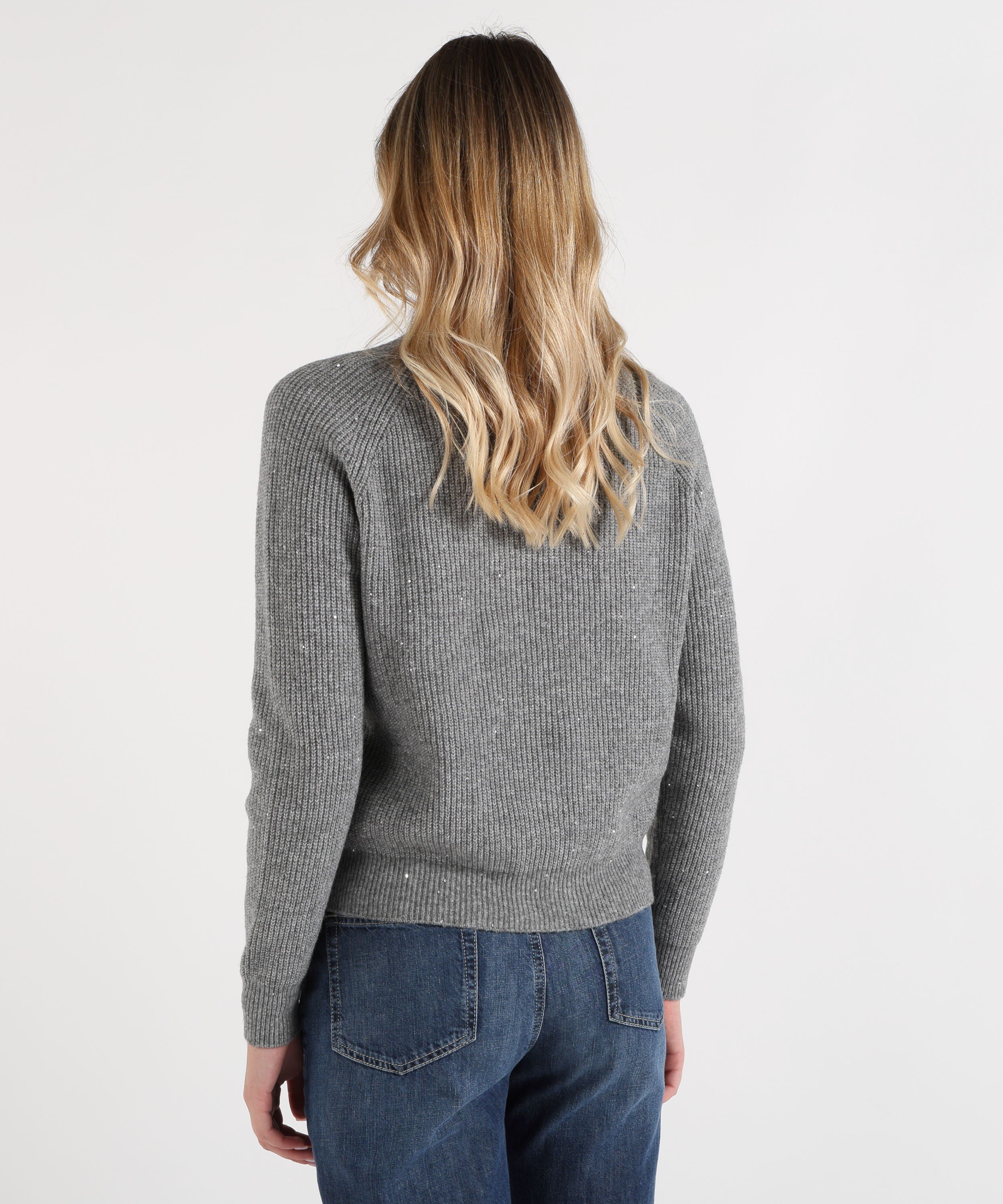 Maglie SEVENTY Cardigan a coste con paillettes Grigio chiaro | SEVENTY