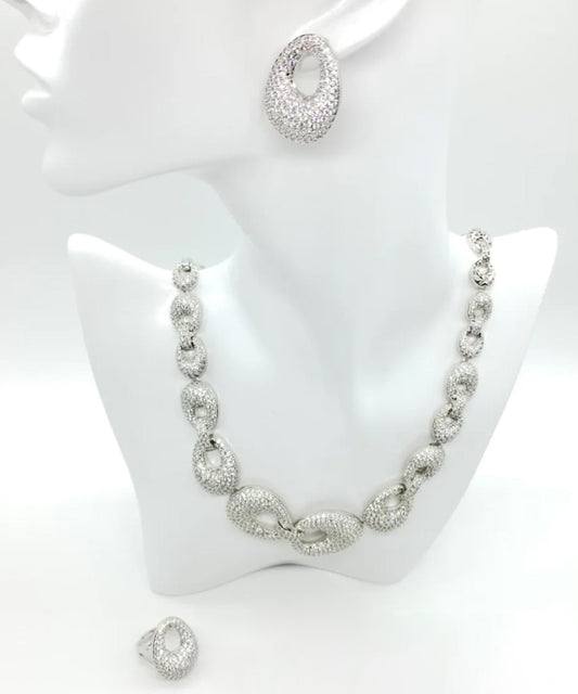 Set ENZO RUSSO Crystal Cubic Zirconia Jewelry Set Argento | ENZO RUSSO
