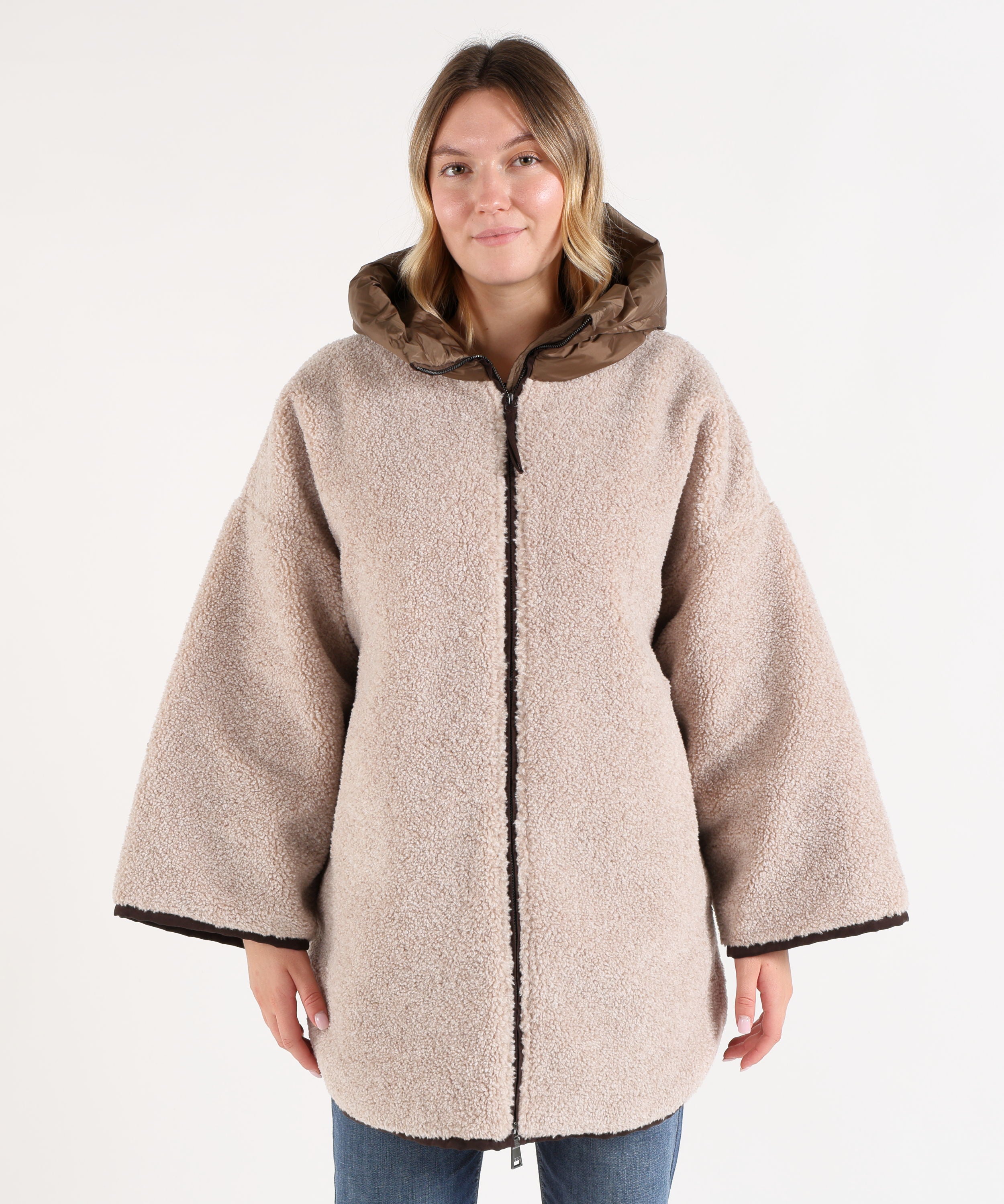 Poncho SEVENTY Mantella in finto ricciolino di lana Carne | SEVENTY