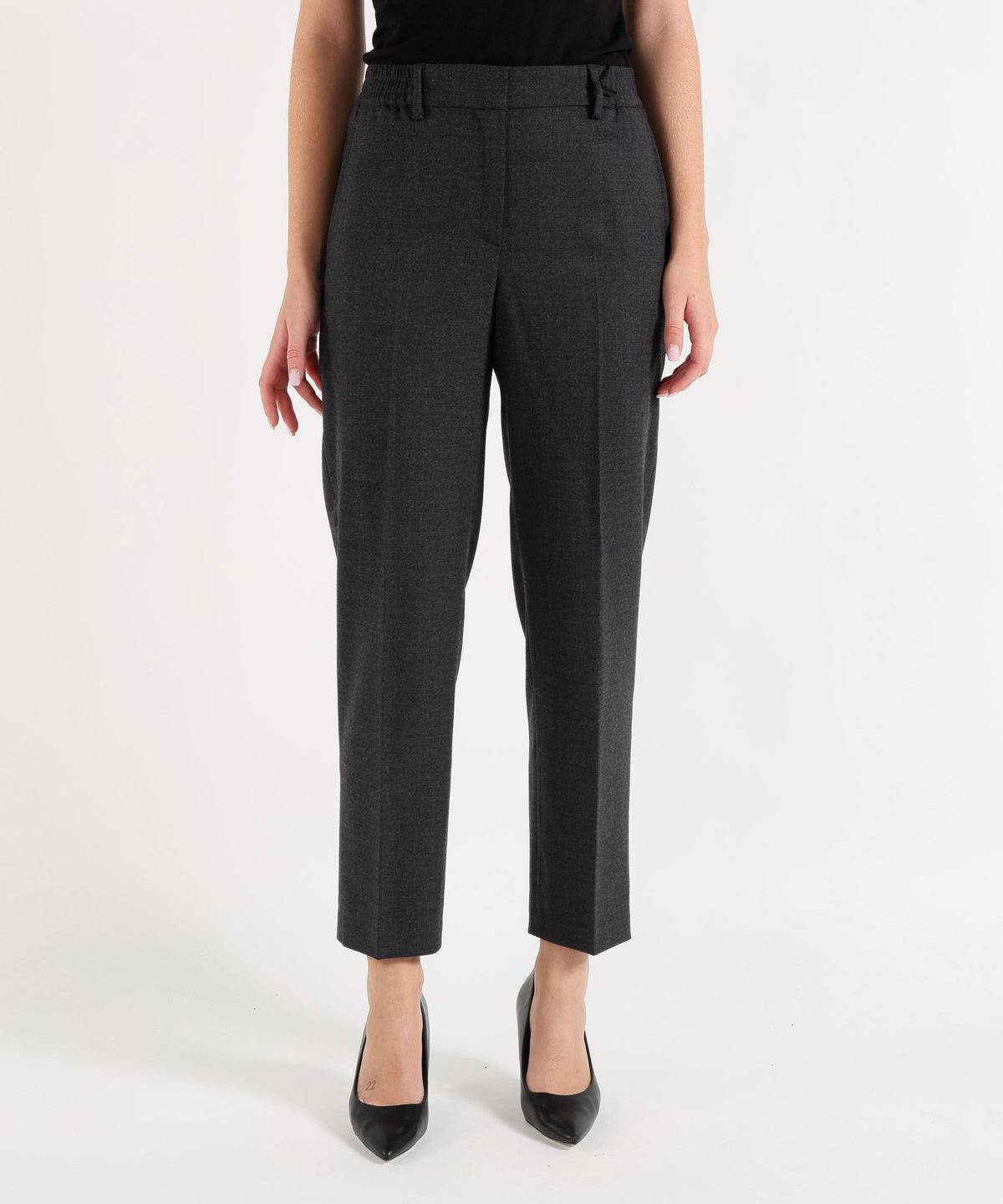 Pantaloni SEVENTY Pantalone Dritto Tinta Unita con Passanti in Vita Antracite | SEVENTY