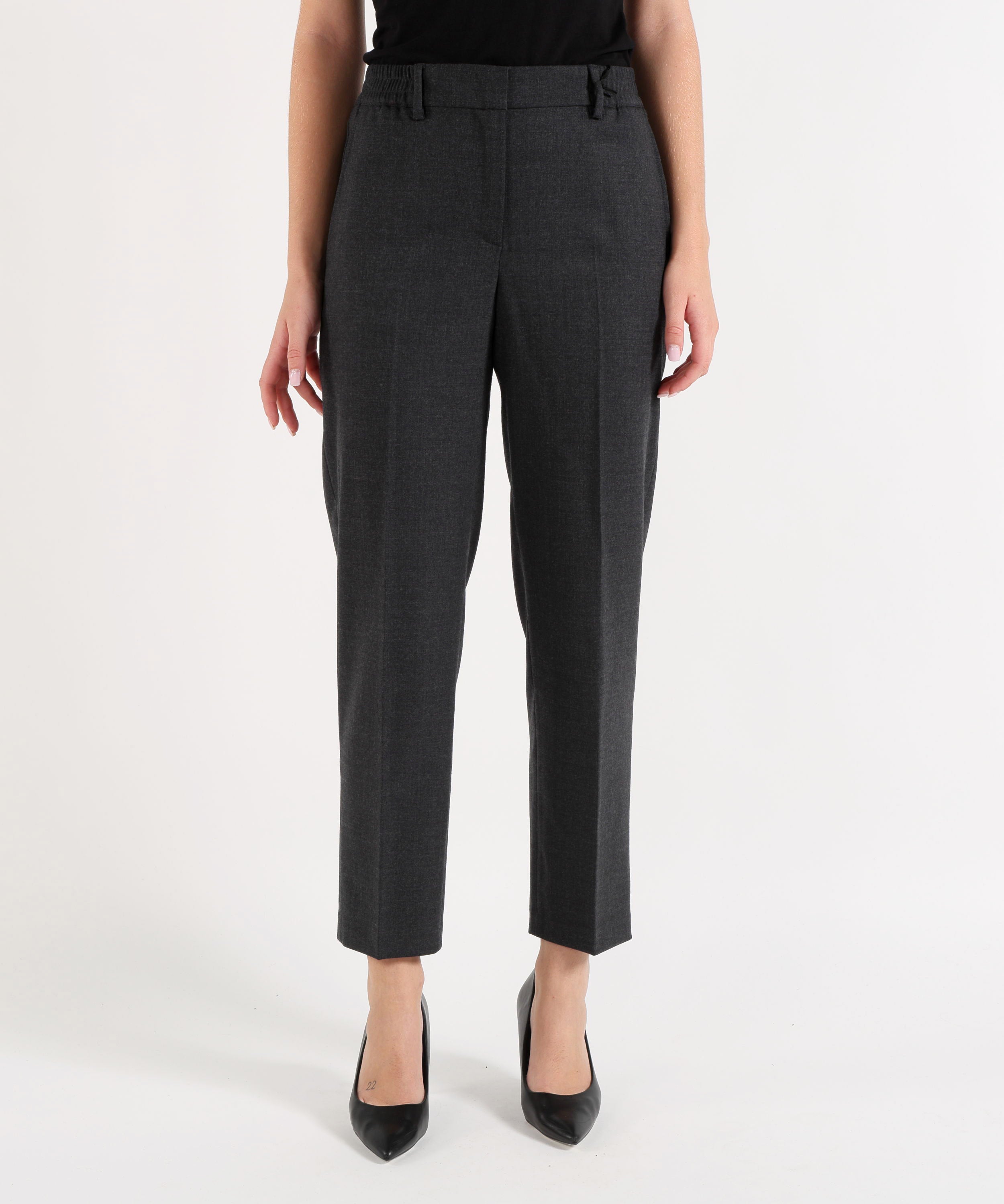 Pantaloni SEVENTY Pantalone Dritto Tinta Unita con Passanti in Vita Antracite | SEVENTY
