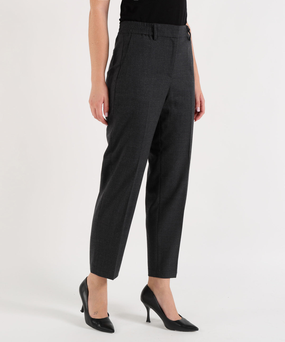 Pantaloni SEVENTY Pantalone Dritto Tinta Unita con Passanti in Vita Antracite | SEVENTY