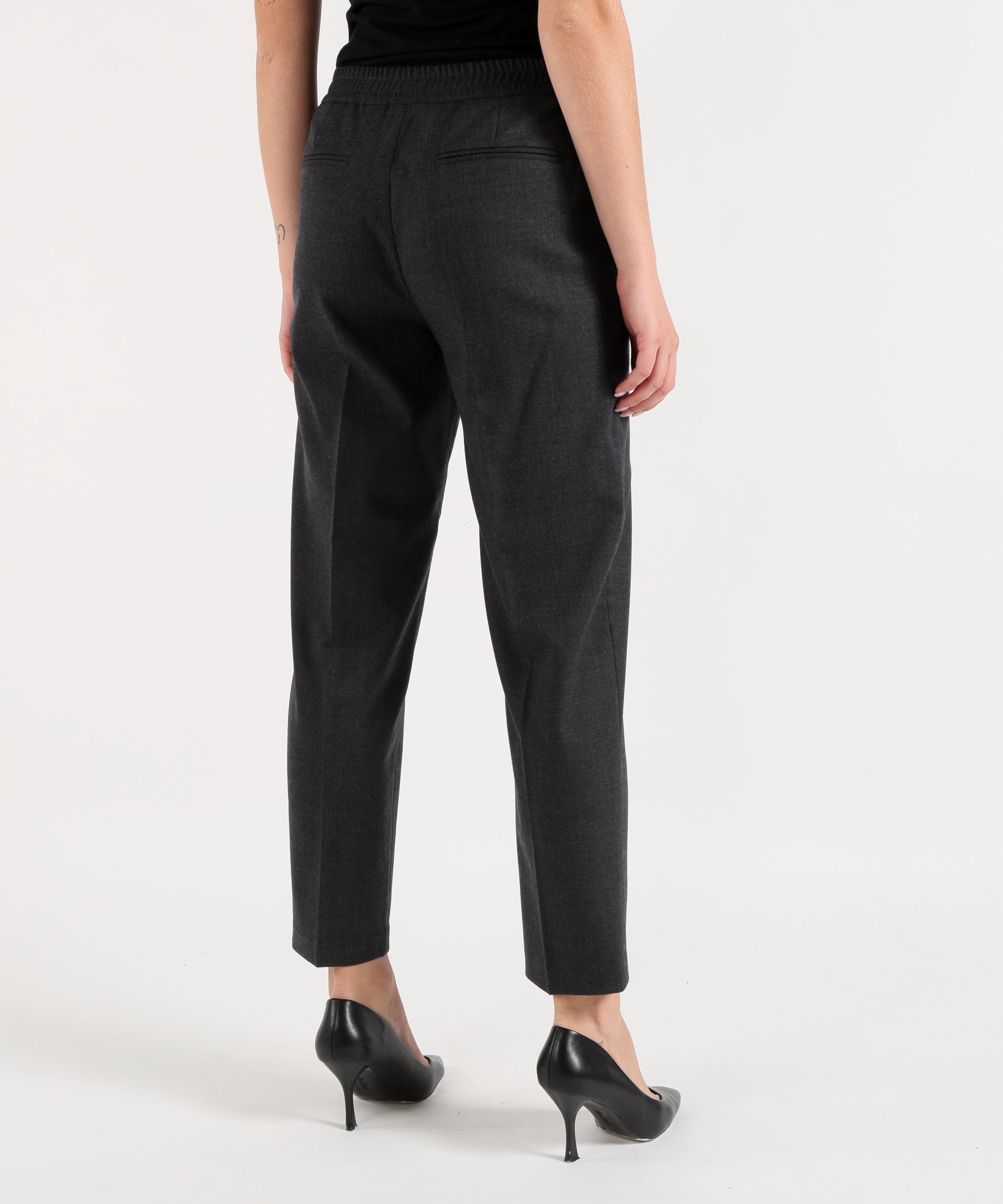 Pantaloni SEVENTY Pantalone Dritto Tinta Unita con Passanti in Vita Antracite | SEVENTY