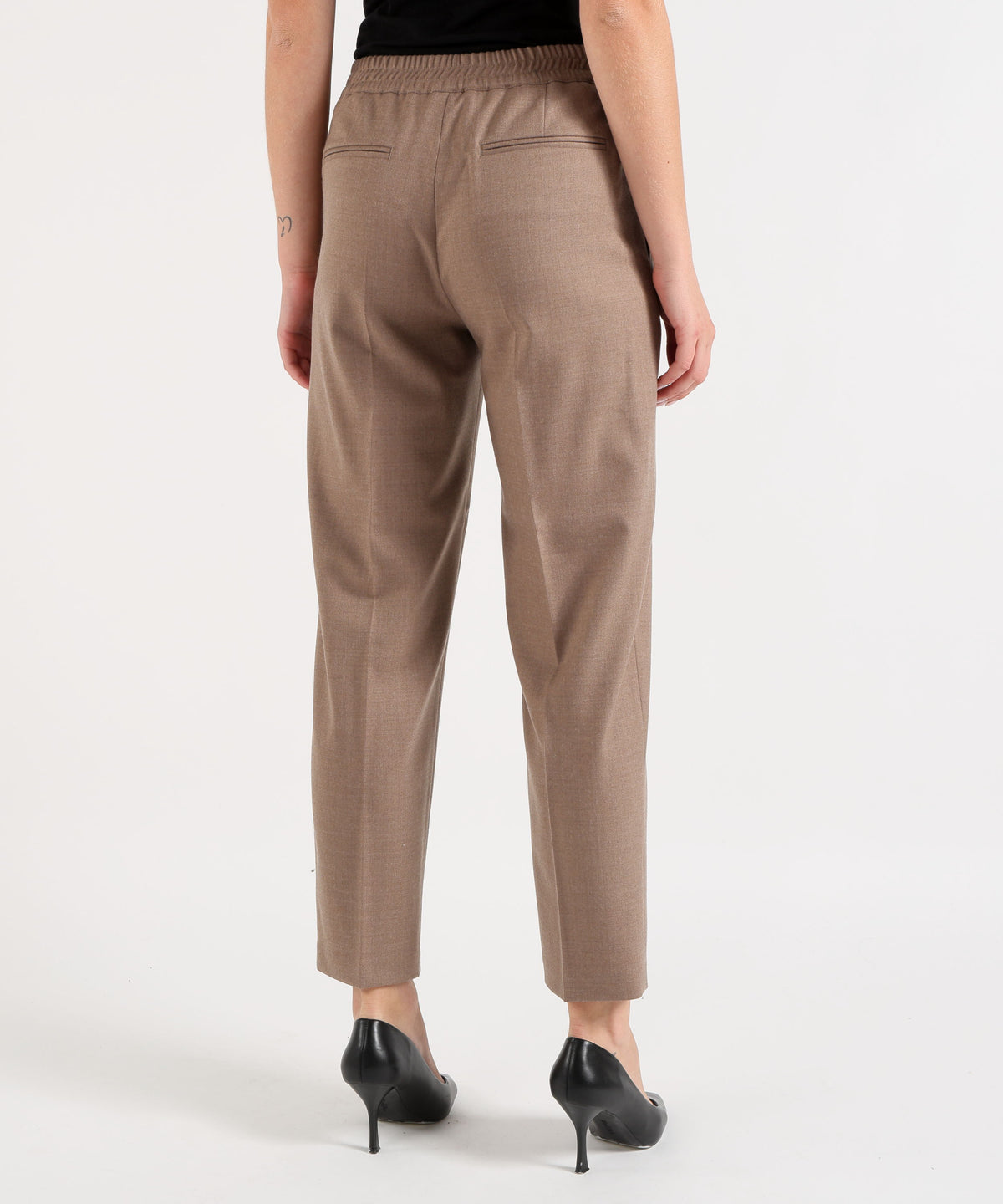 Pantaloni SEVENTY Pantalone Dritto Tinta Unita con Passanti in Vita Fango | SEVENTY