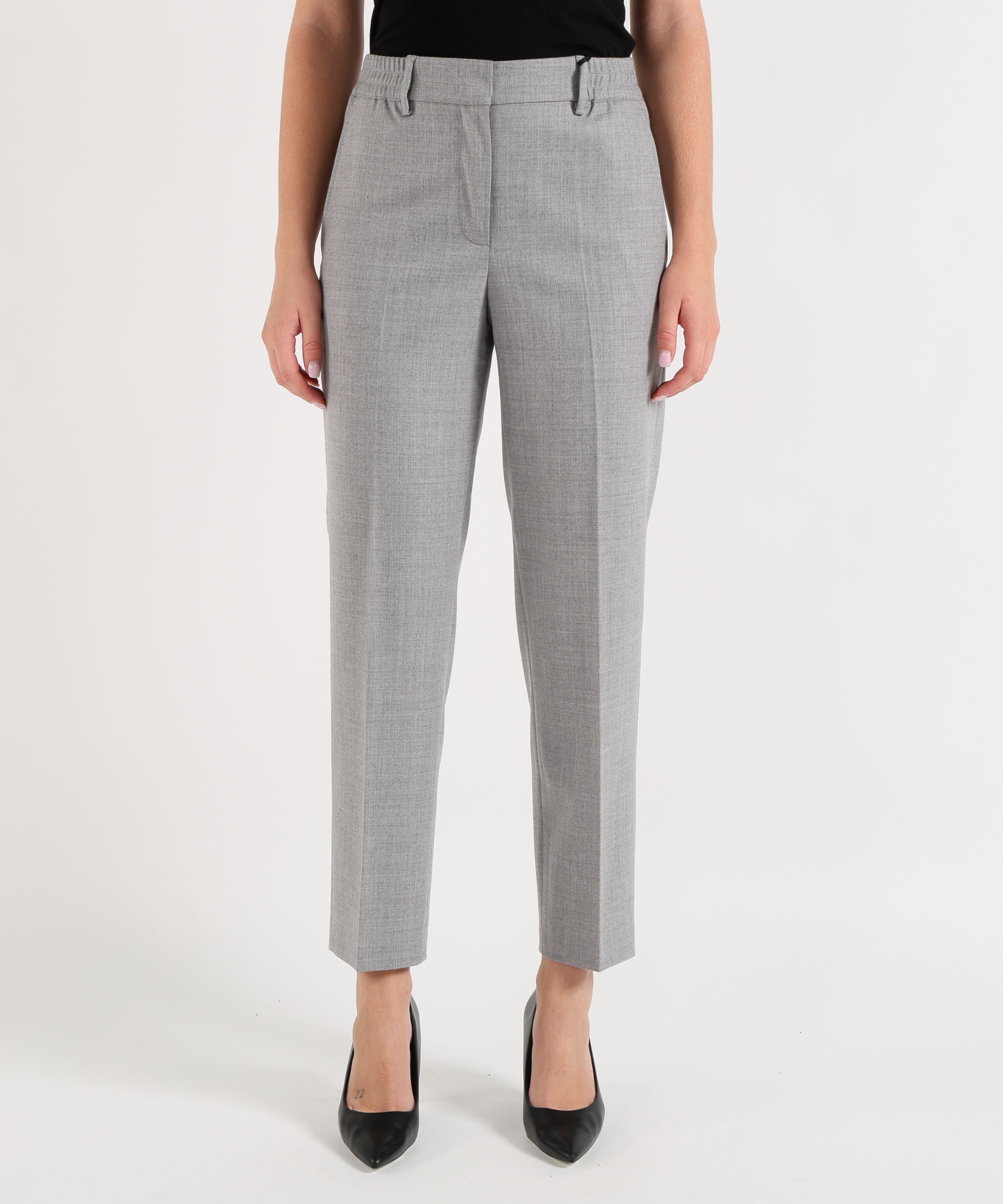 Pantaloni SEVENTY Pantalone Dritto Tinta Unita con Passanti in Vita Grigio chiaro | SEVENTY