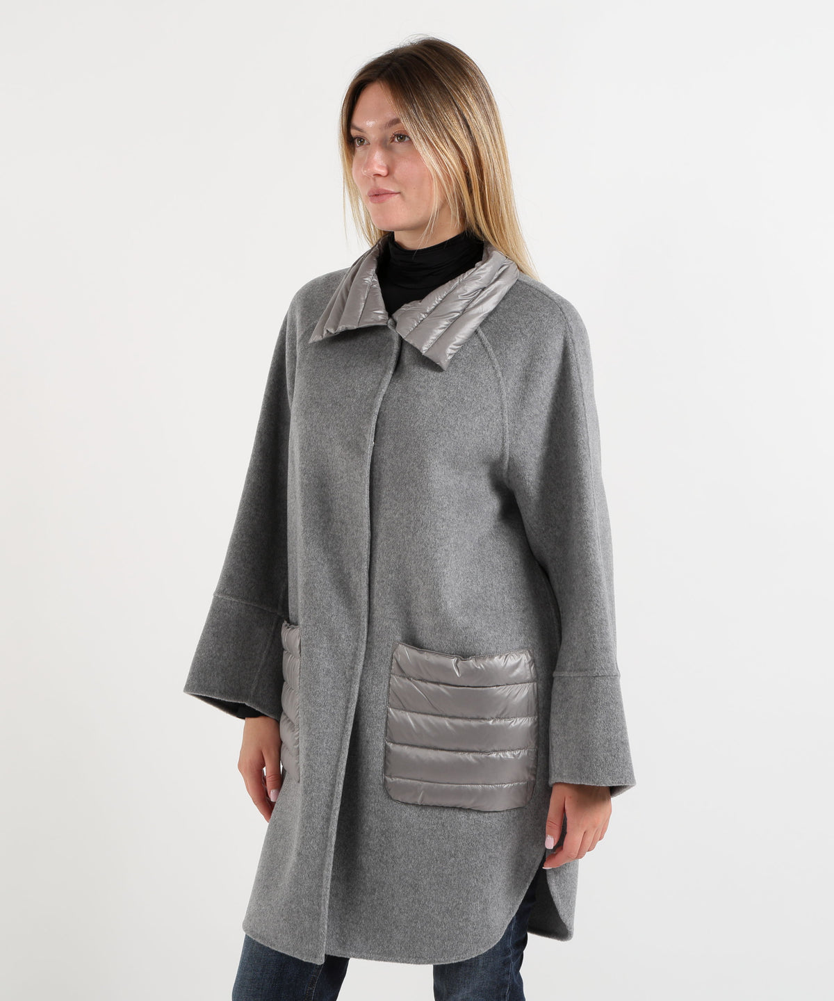 HELMUR Cappottino con Inserti in Piumino e Tasche Applicate