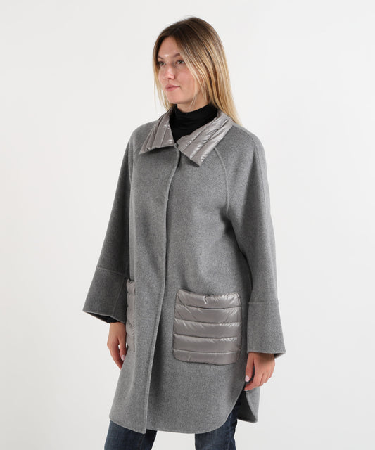 Cappotti HELMUR Cappottino con Inserti in Piumino e Tasche Applicate Grigio | HELMUR