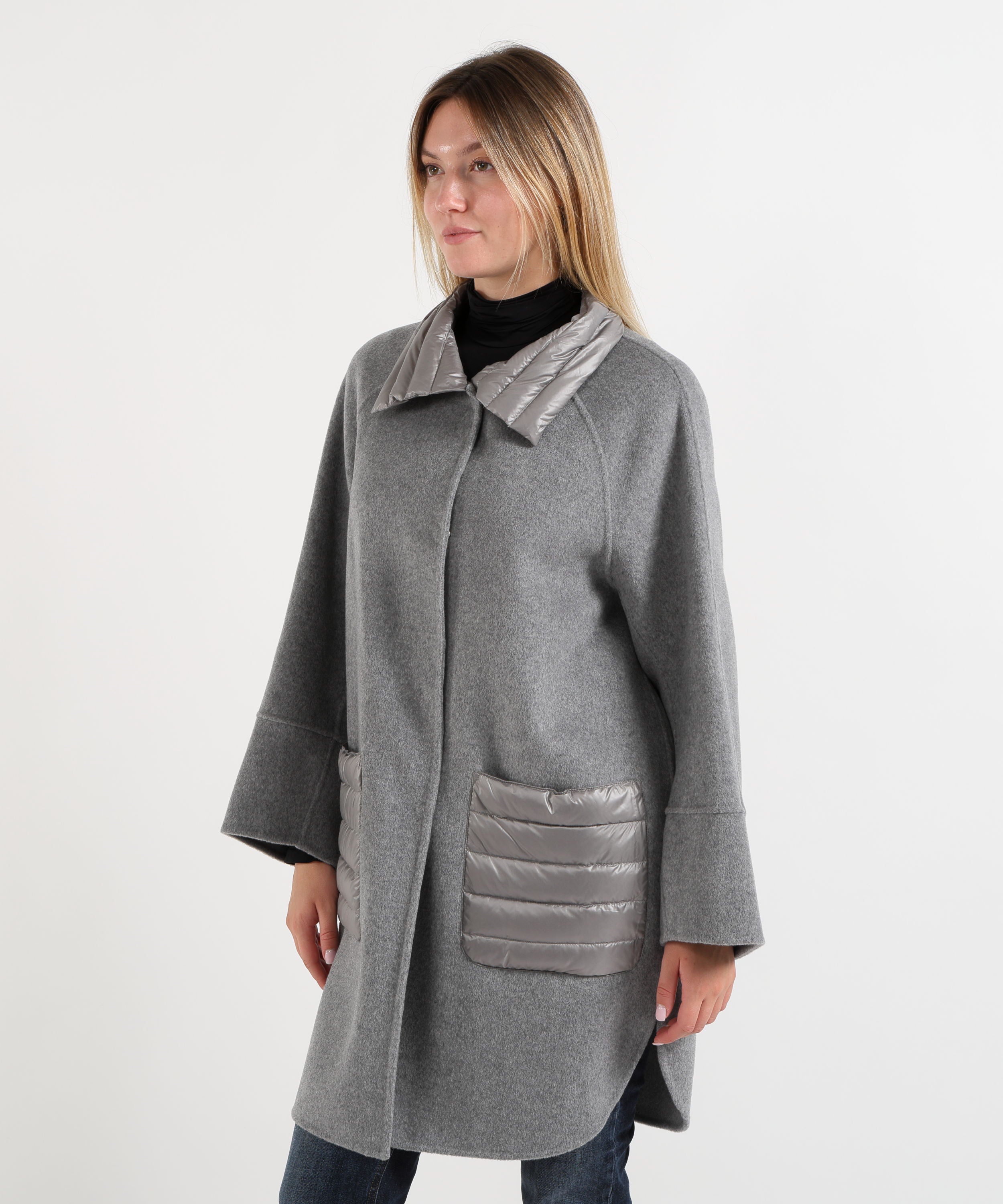 Cappotti HELMUR Cappottino con Inserti in Piumino e Tasche Applicate Grigio | HELMUR