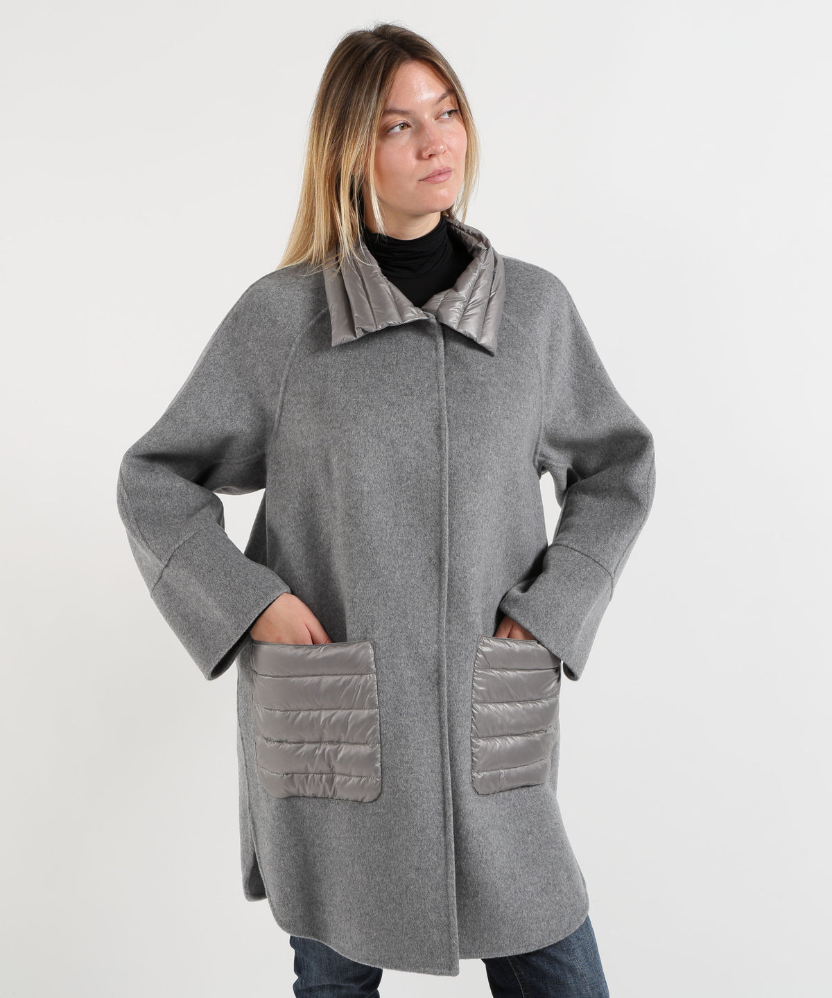 Cappotti HELMUR Cappottino con Inserti in Piumino e Tasche Applicate Grigio | HELMUR