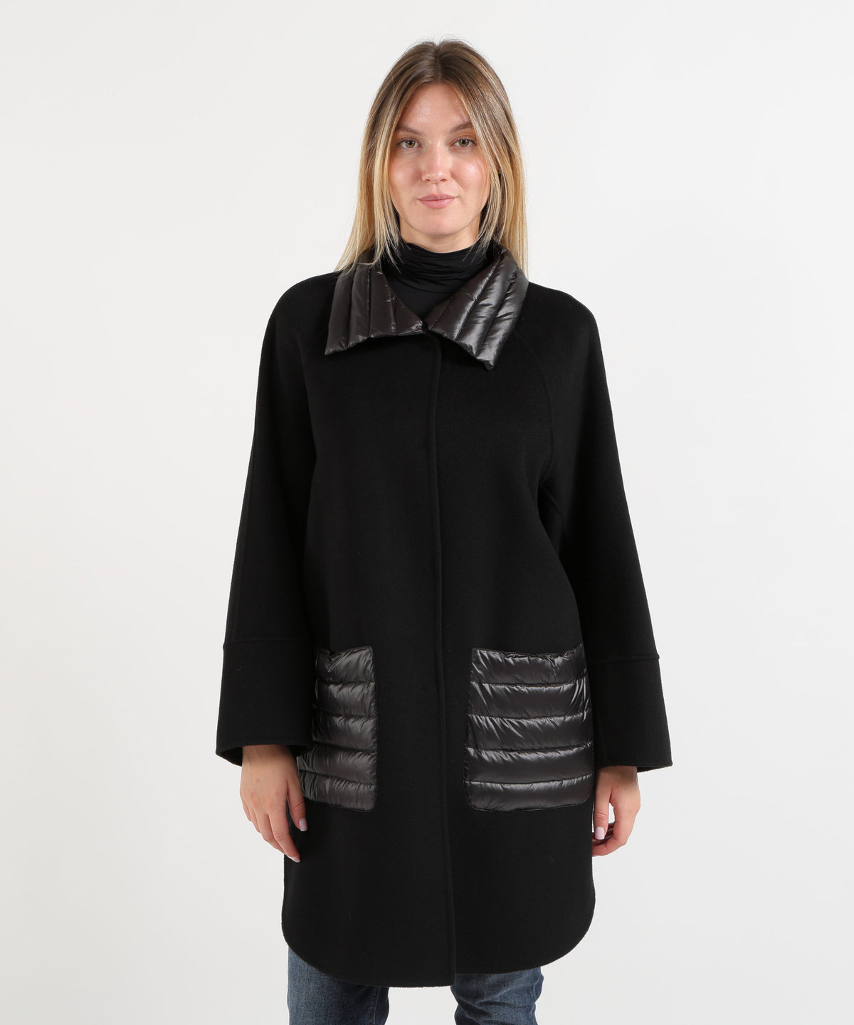 Cappotti HELMUR Cappottino con Inserti in Piumino e Tasche Applicate Nero | HELMUR