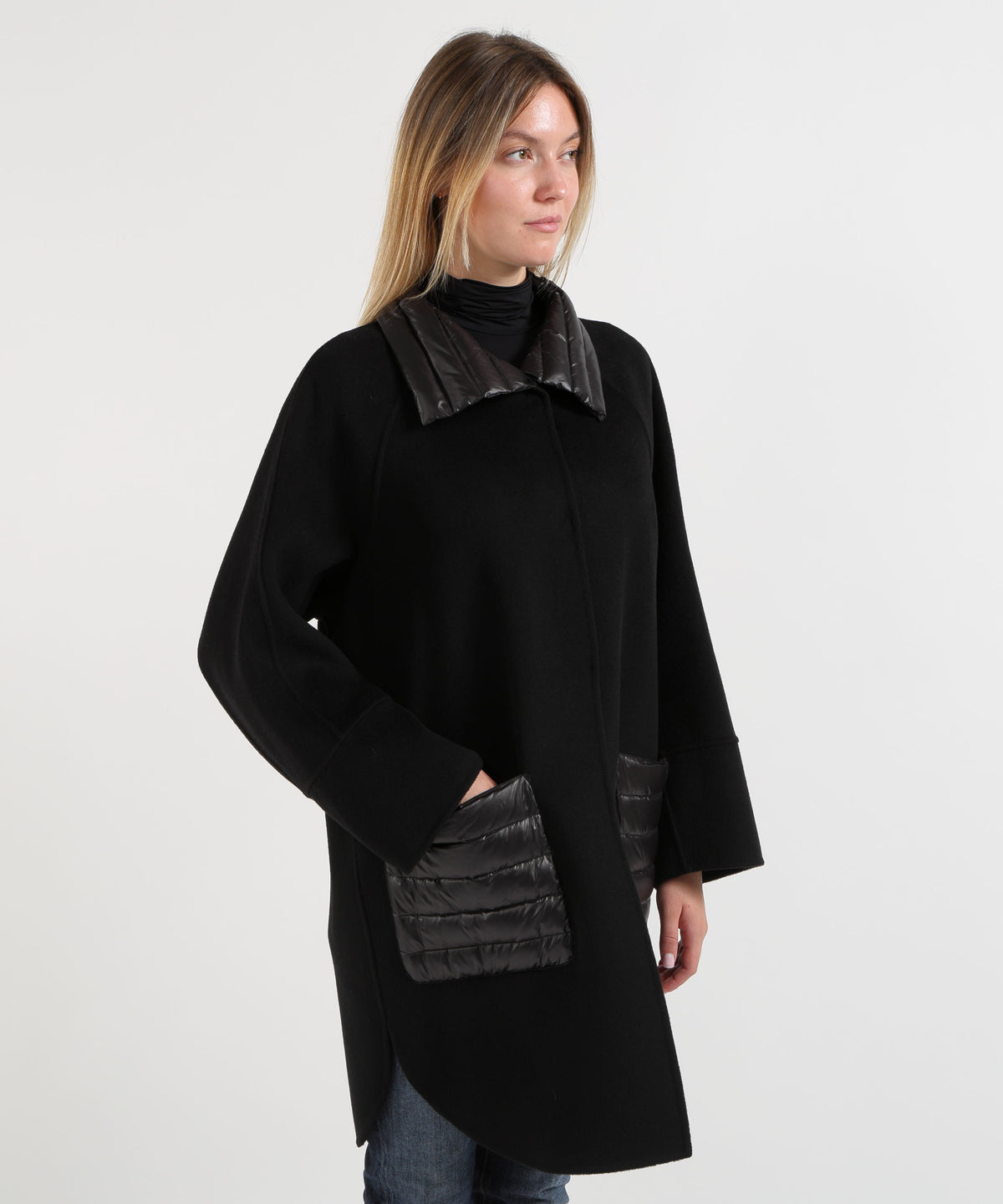 Cappotti HELMUR Cappottino con Inserti in Piumino e Tasche Applicate Nero | HELMUR