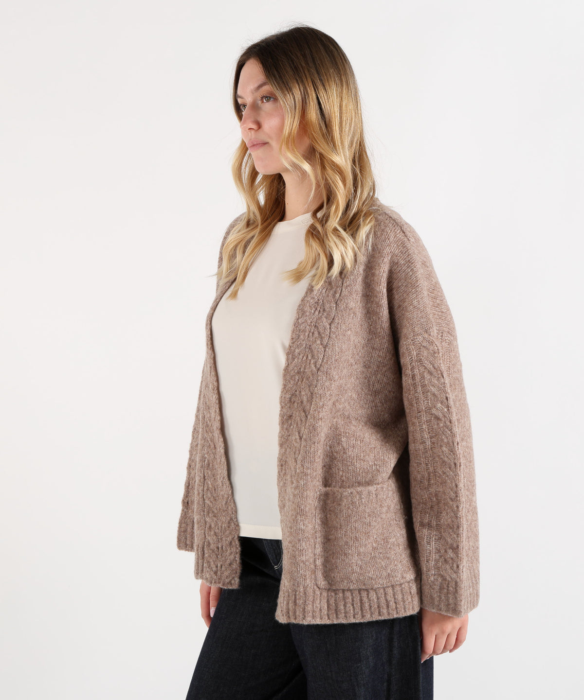Cardigan ABSOLUT CASHMERE Cardigan Senza Bottoni Nocciola | ABSOLUT CASHMERE