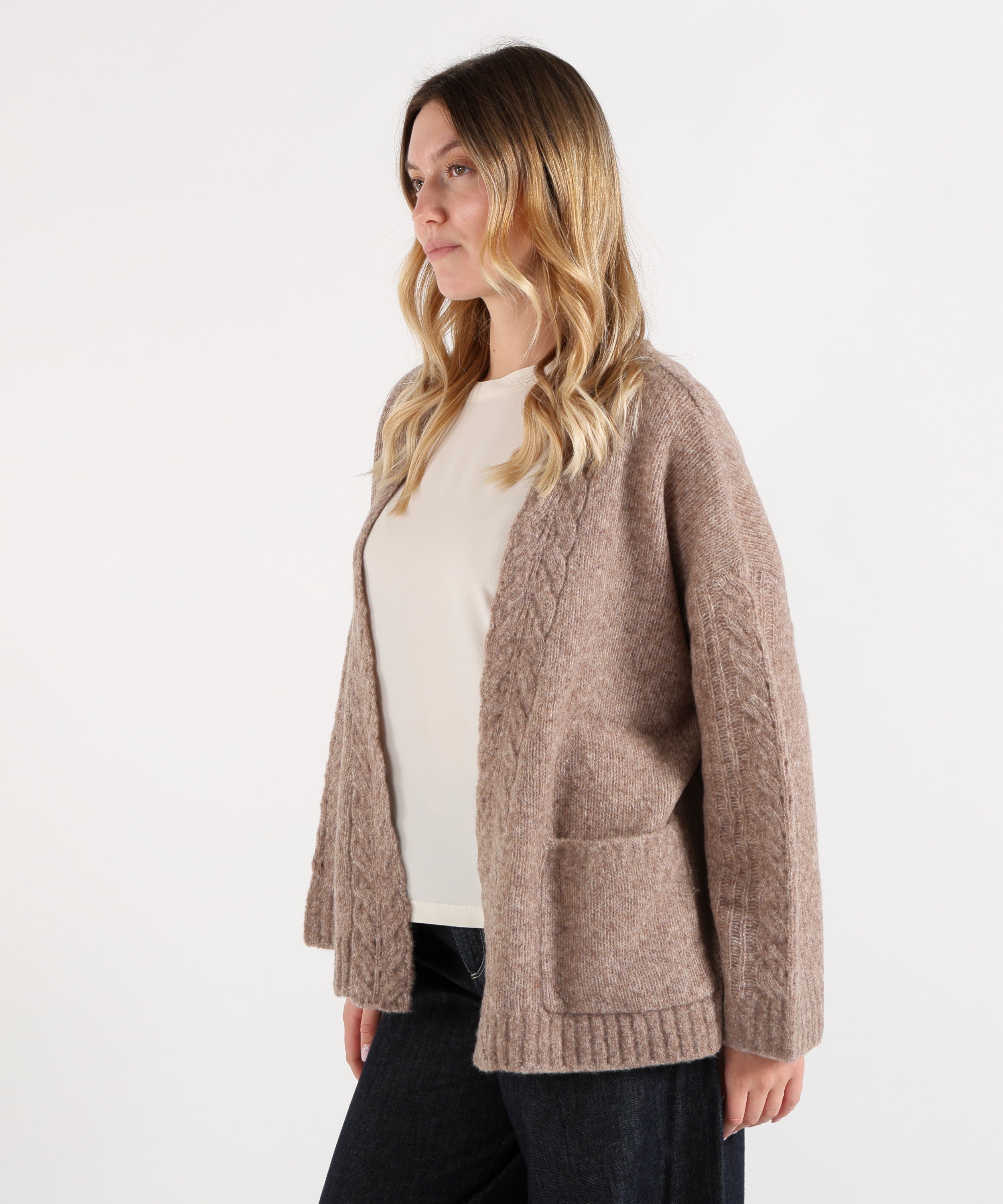 Cardigan ABSOLUT CASHMERE Cardigan Senza Bottoni Nocciola | ABSOLUT CASHMERE
