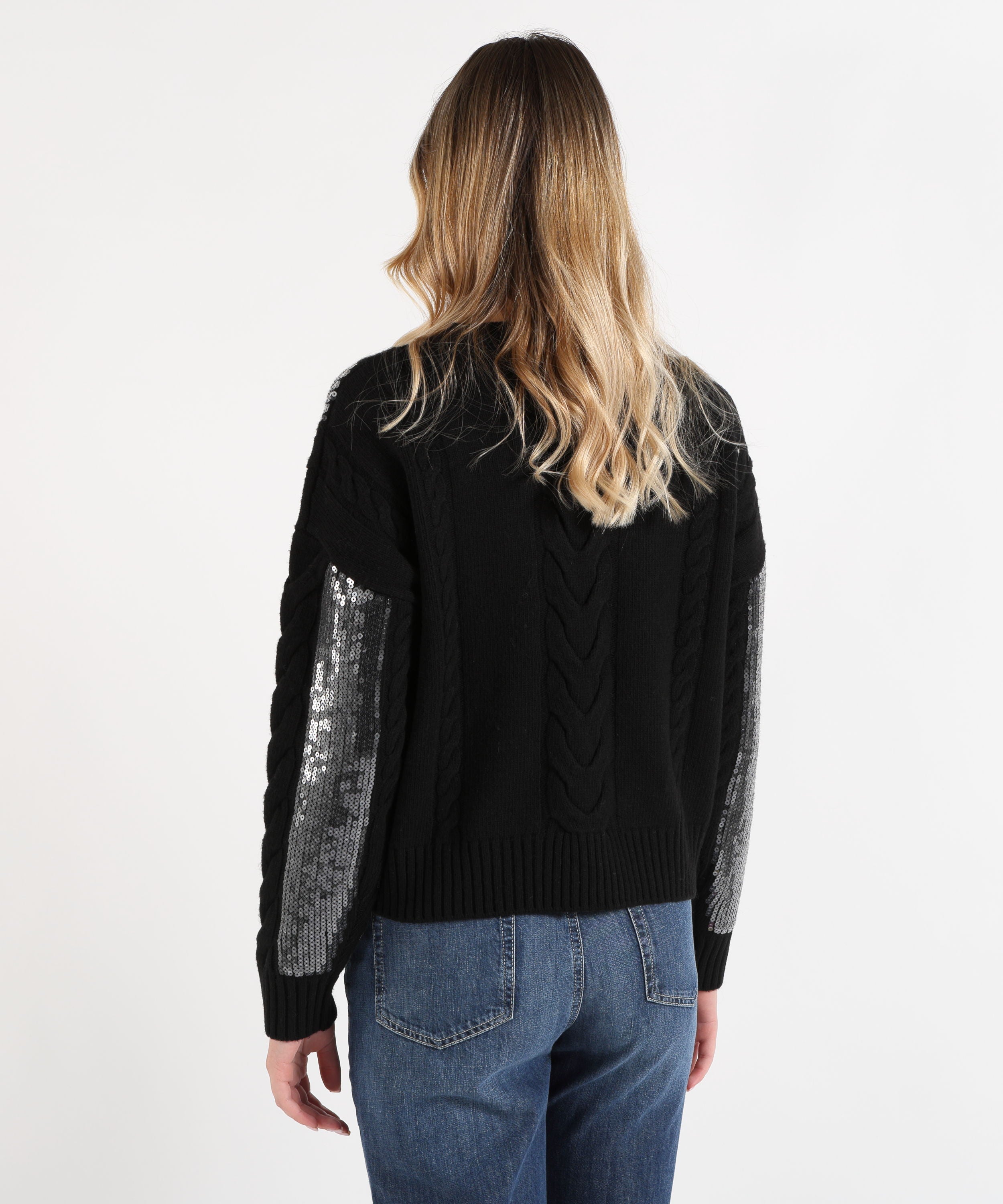 Maglie KAOS Maglione over con paillettes Nero | KAOS