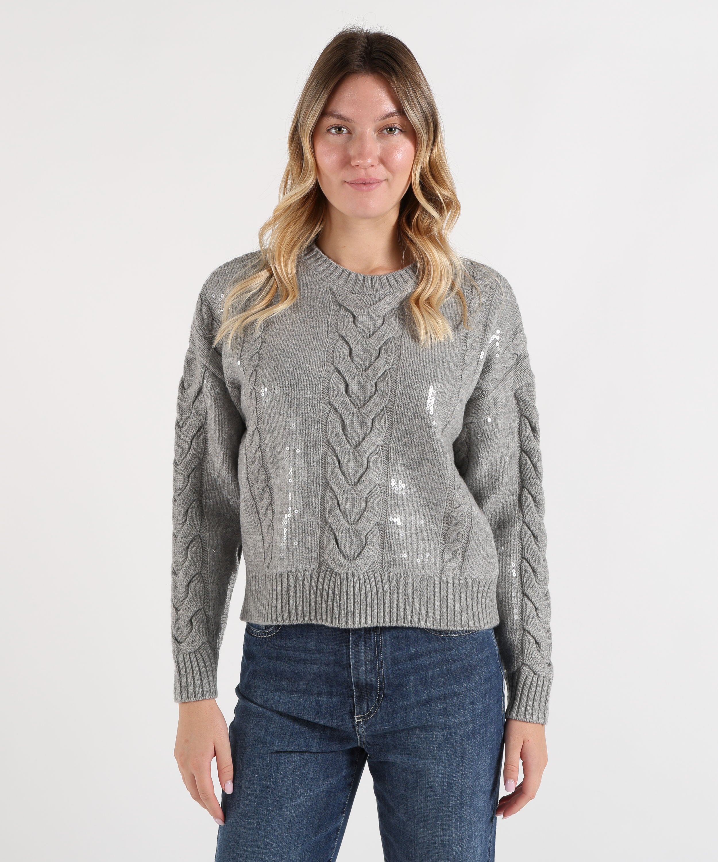 Maglie KAOS Maglione over con paillettes Grigio chiaro | KAOS
