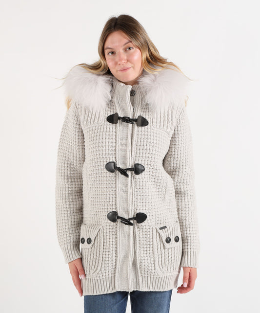 Giubbotti BARK Giaccone in Lana con Inserti Metallizzati e Cappuccio in Eco Pelliccia Ghiaccio | BARK