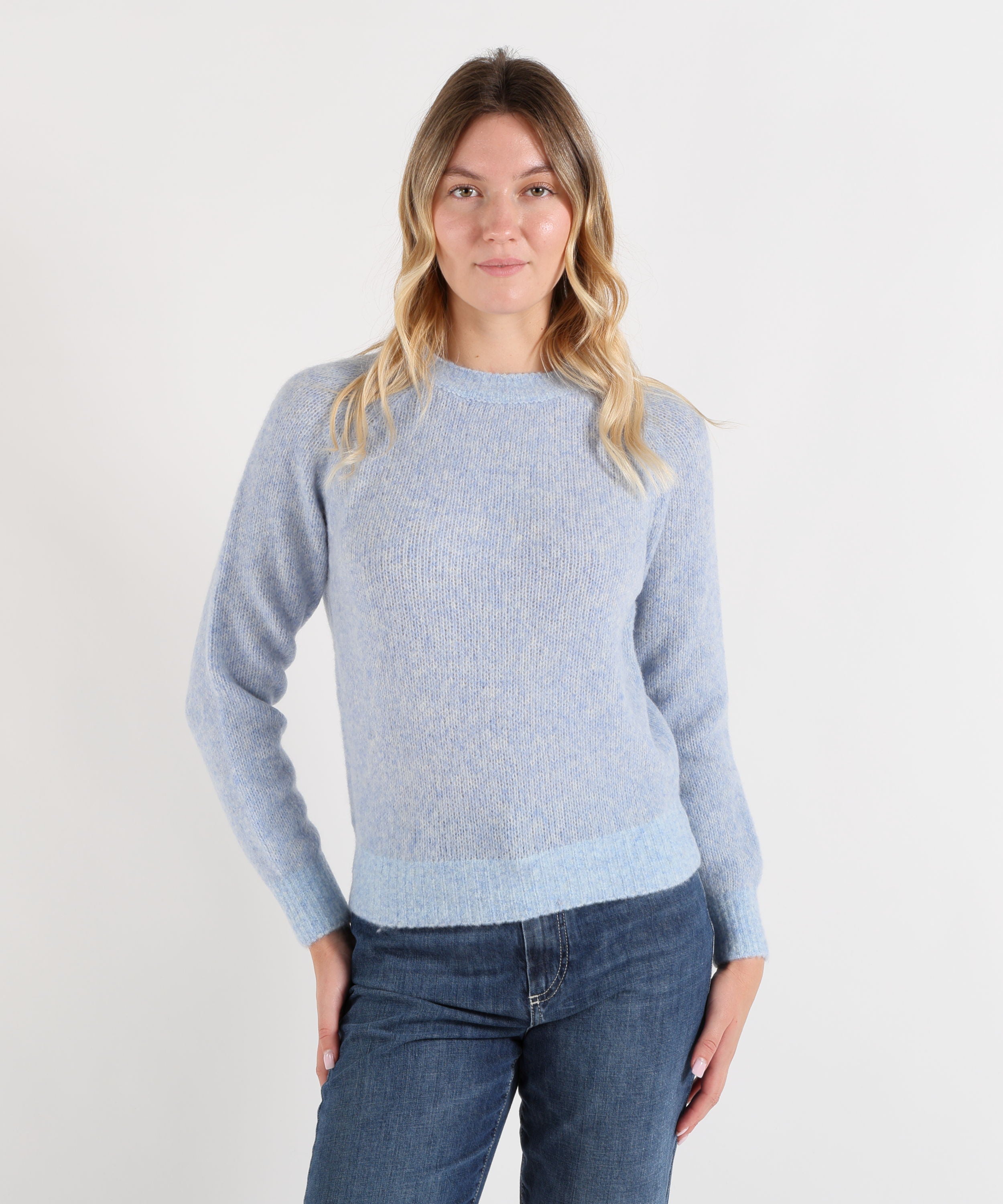 Pullover ABSOLUT CASHMERE Maglione Girocollo con Maniche Raglan Celeste | ABSOLUT CASHMERE