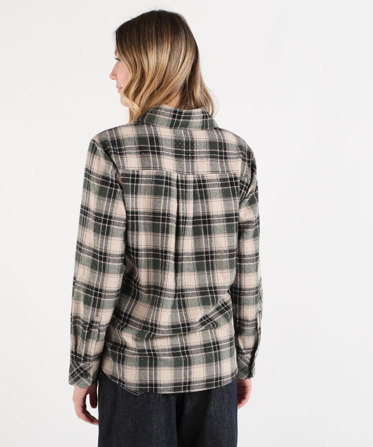 P.A.R.O.S.H. Plaid Flannel Shirt with Rhinestones