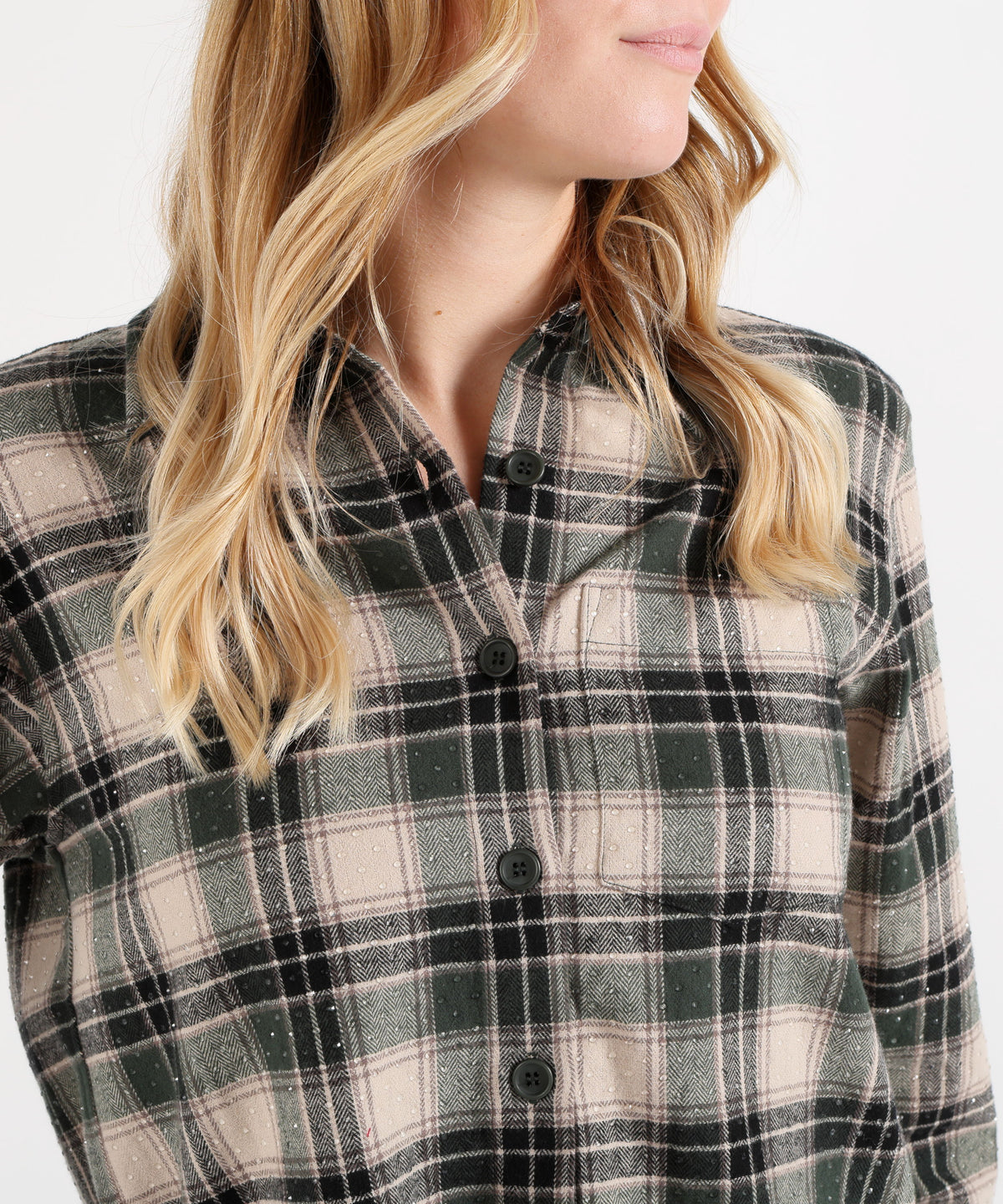 P.A.R.O.S.H. Plaid Flannel Shirt with Rhinestones