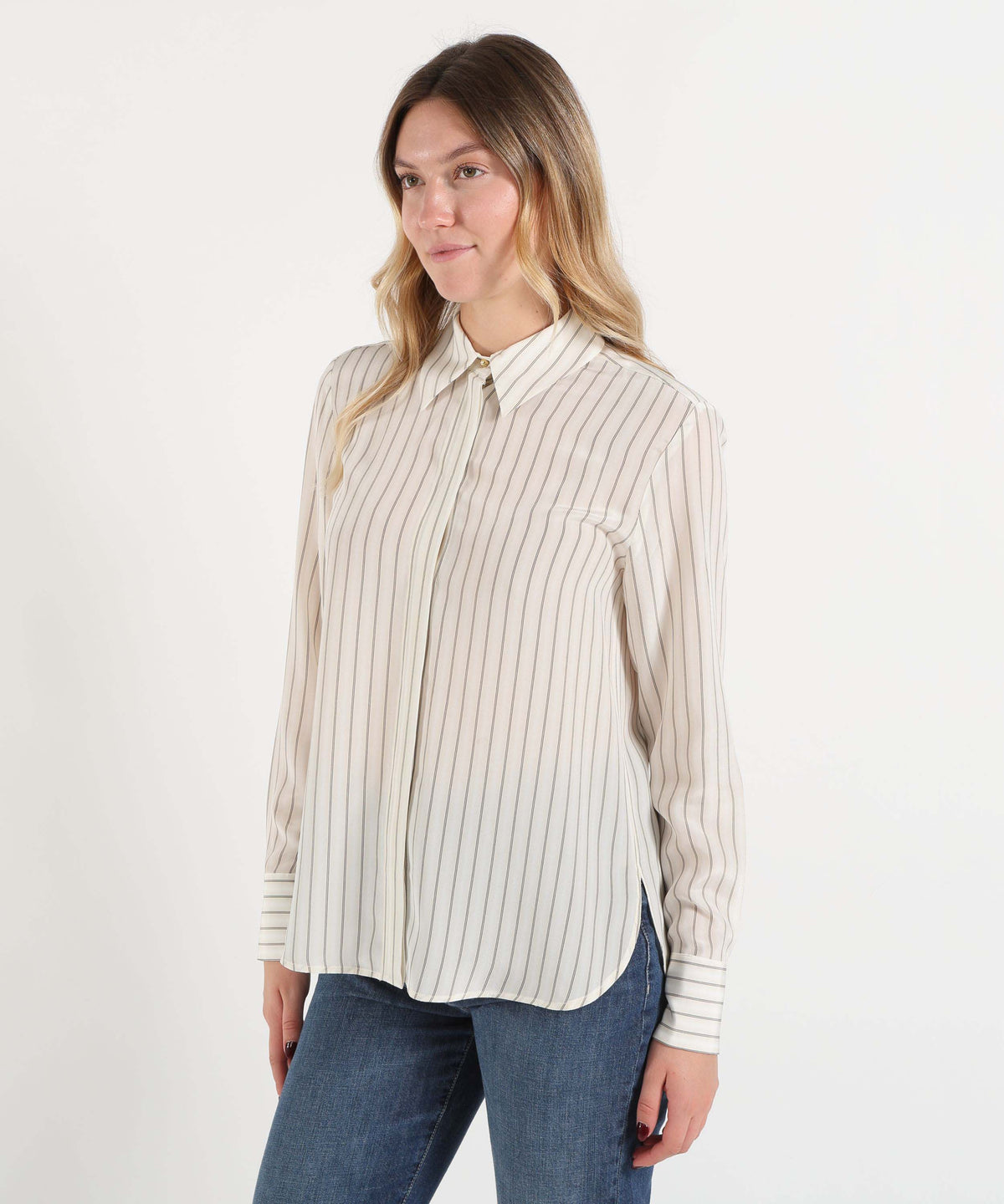 Camicie MAX MARA studio Camicia in Crêpe de Chine di Seta con Stampa All Over Rigata | MAX MARA studio