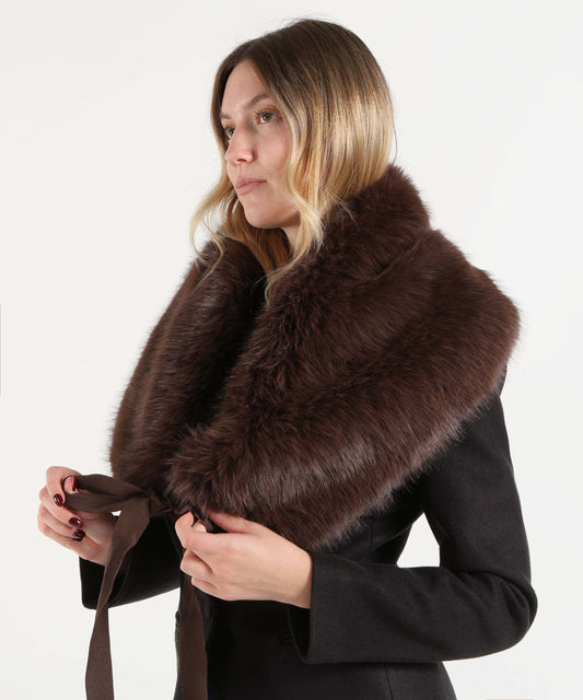 LIUJO BLACK Faux Fur Stole