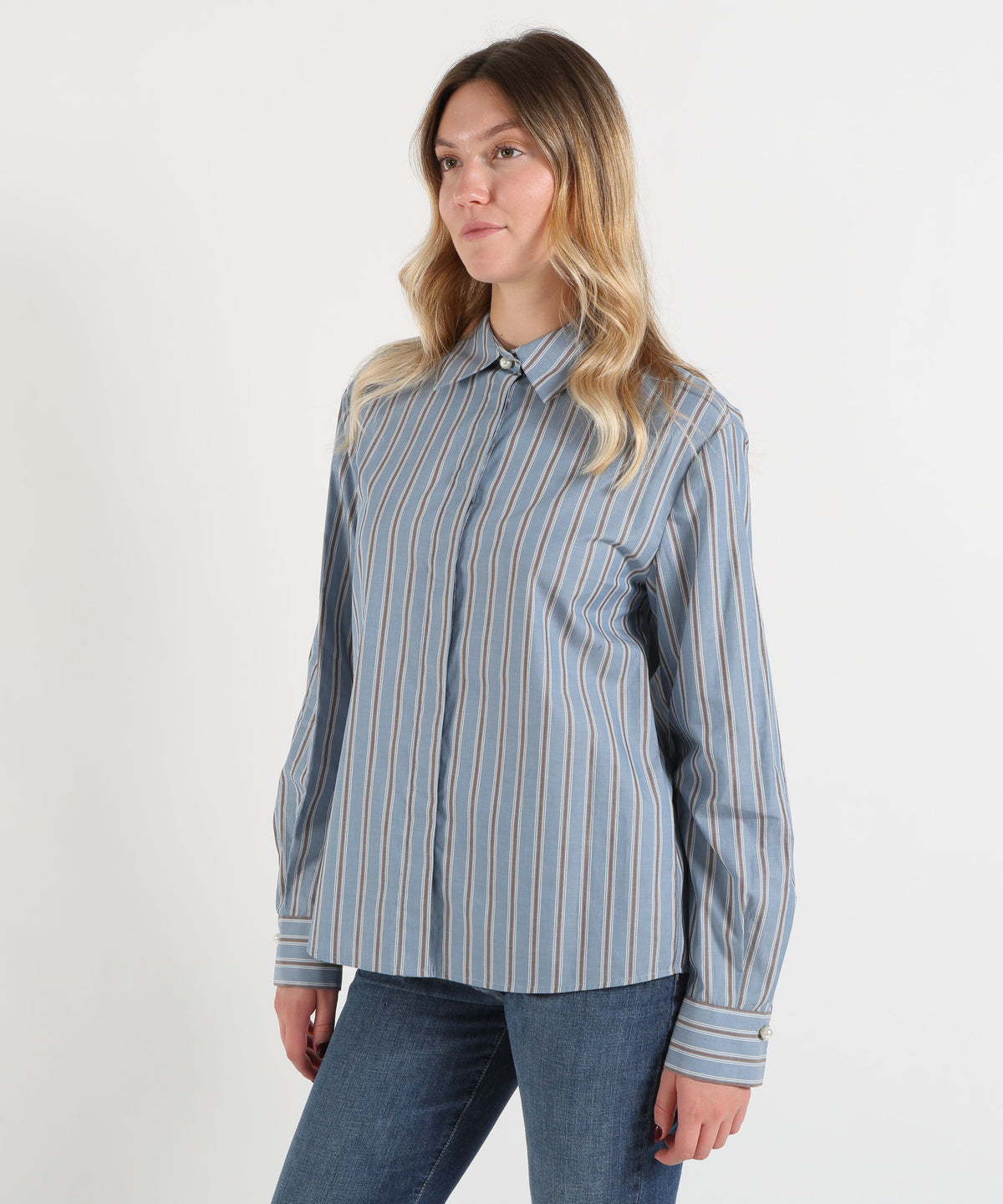 Camicie LIUJO BLACK Camicia con inserto in pizzo Rigata | LIUJO BLACK