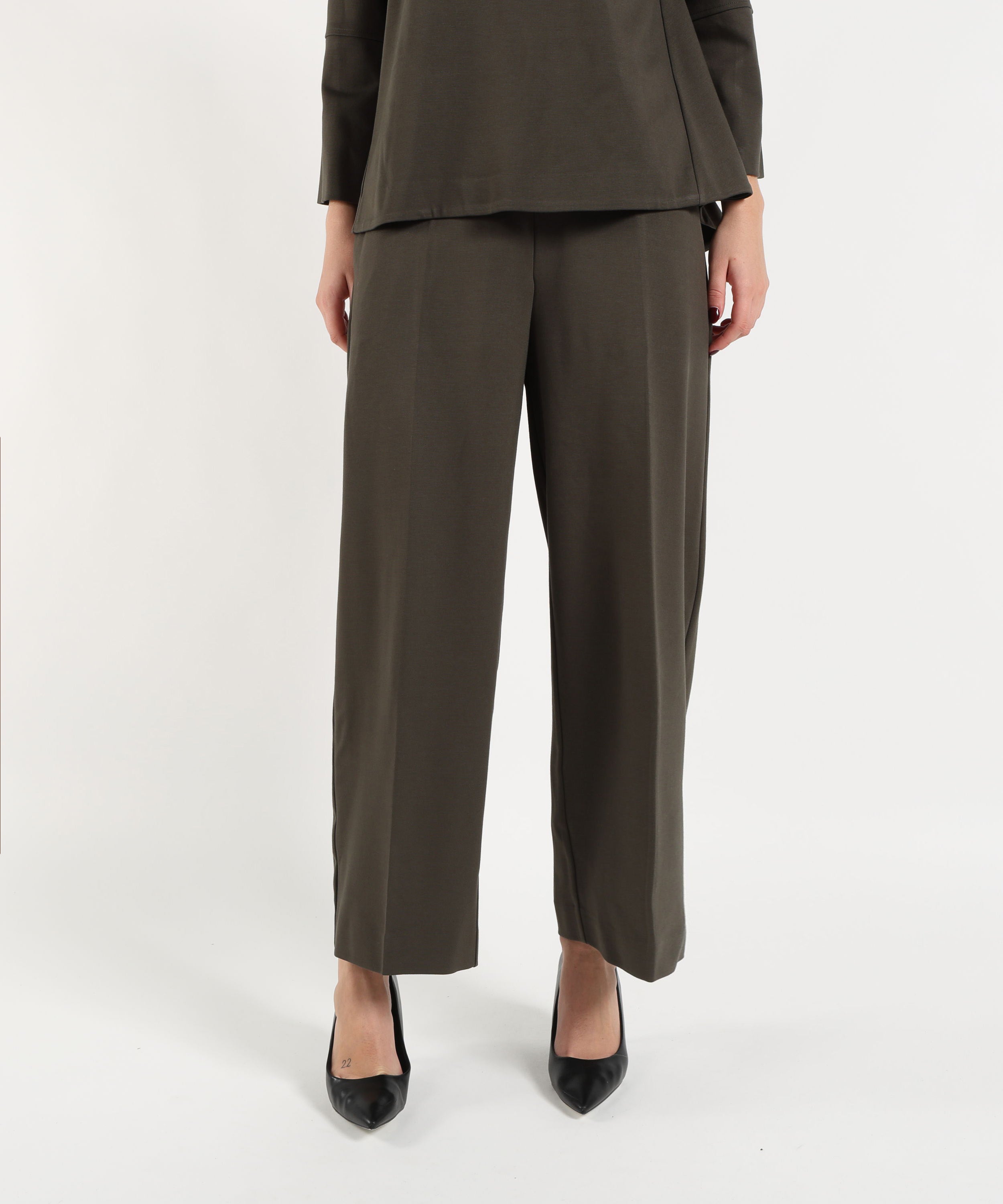 Pantaloni MEIMEI Pantalone Pull-On Elasticizzato a Gamba Larga Testa di moro | MEIMEI
