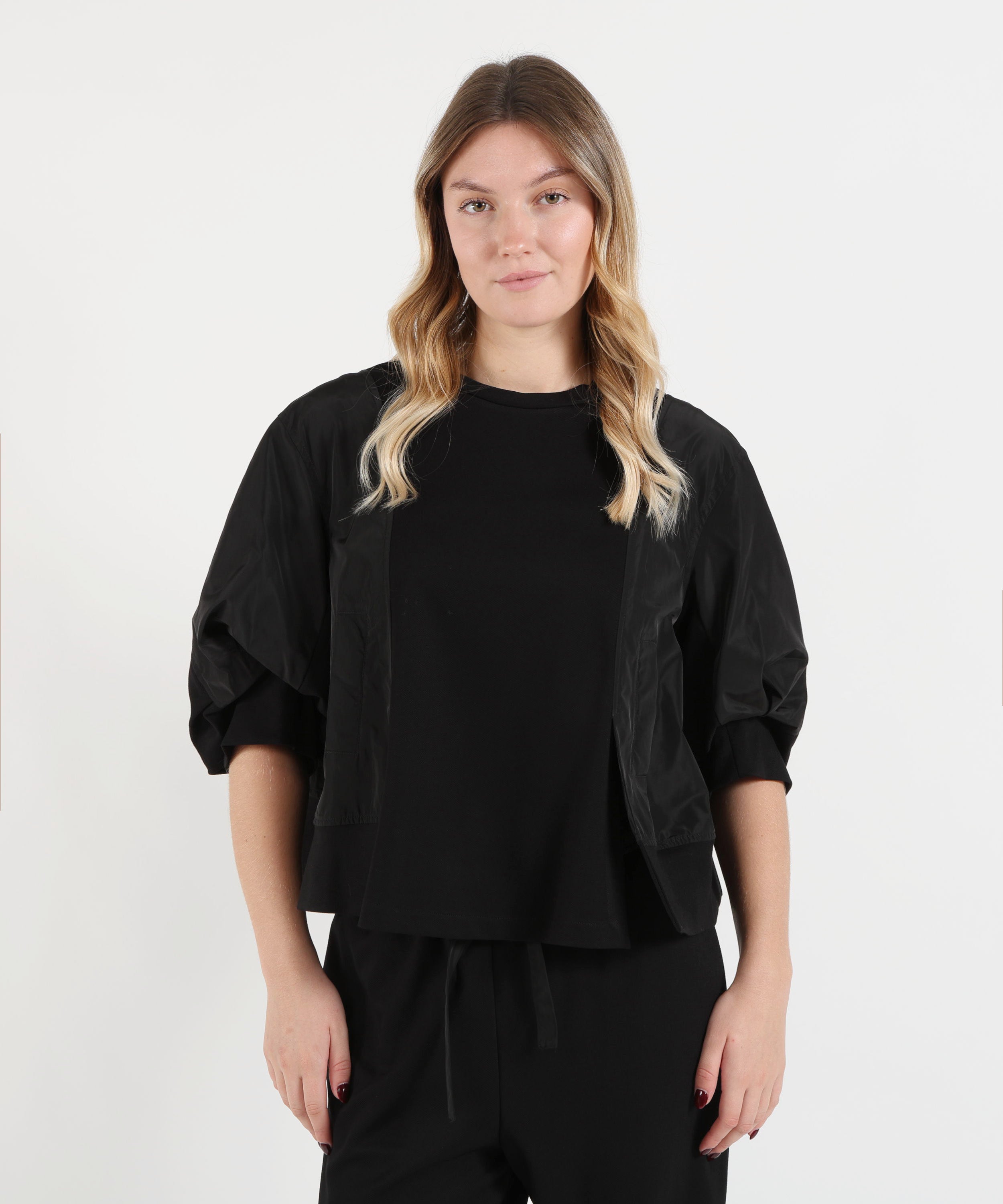 Bluse MEIMEI blusa da donna Meimeij bitessuto con maniche a palloncino Nero | MEIMEI