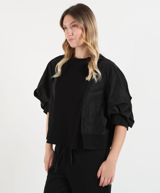 Bluse MEIMEI blusa da donna Meimeij bitessuto con maniche a palloncino Nero | MEIMEI