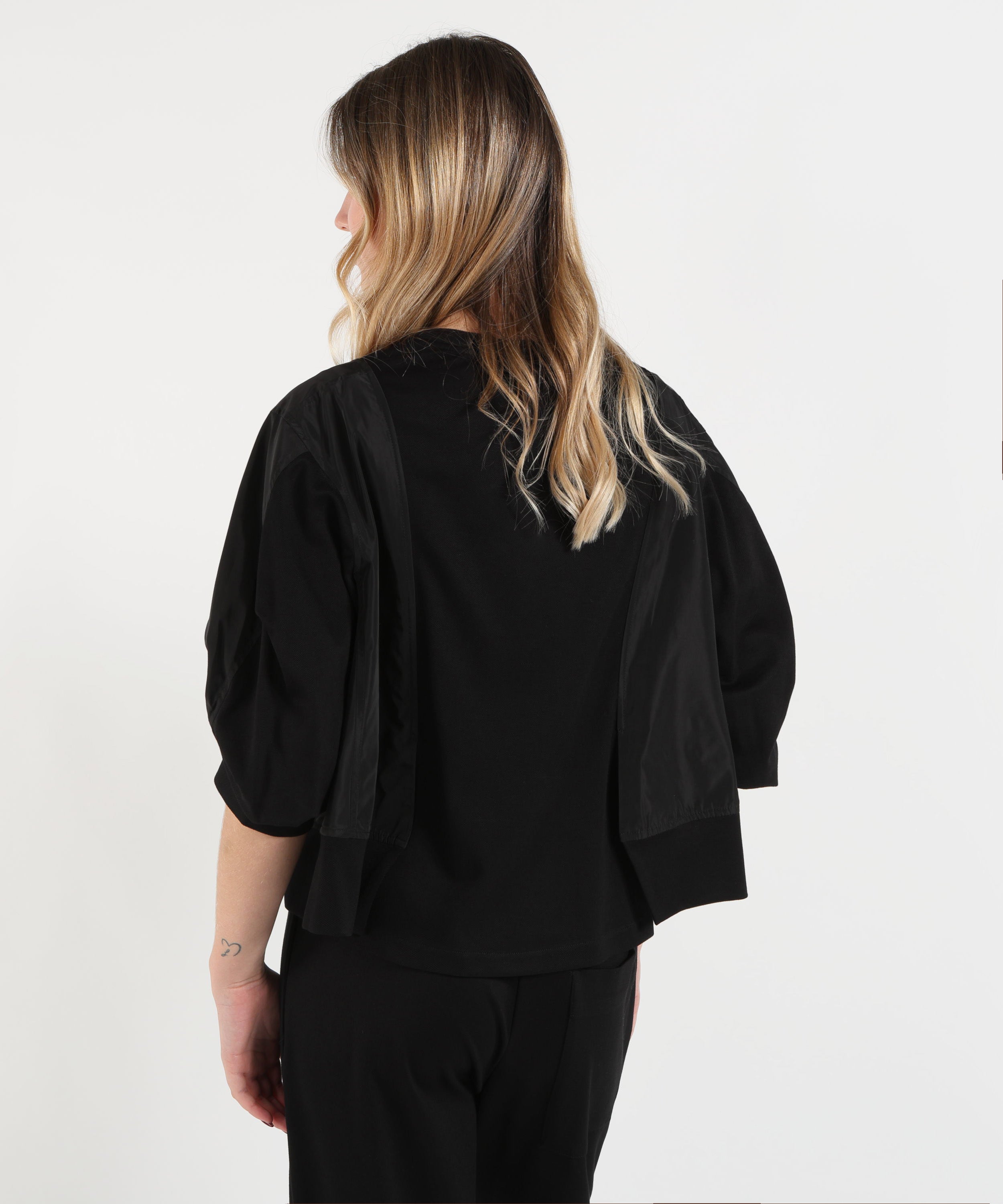 Bluse MEIMEI blusa da donna Meimeij bitessuto con maniche a palloncino Nero | MEIMEI
