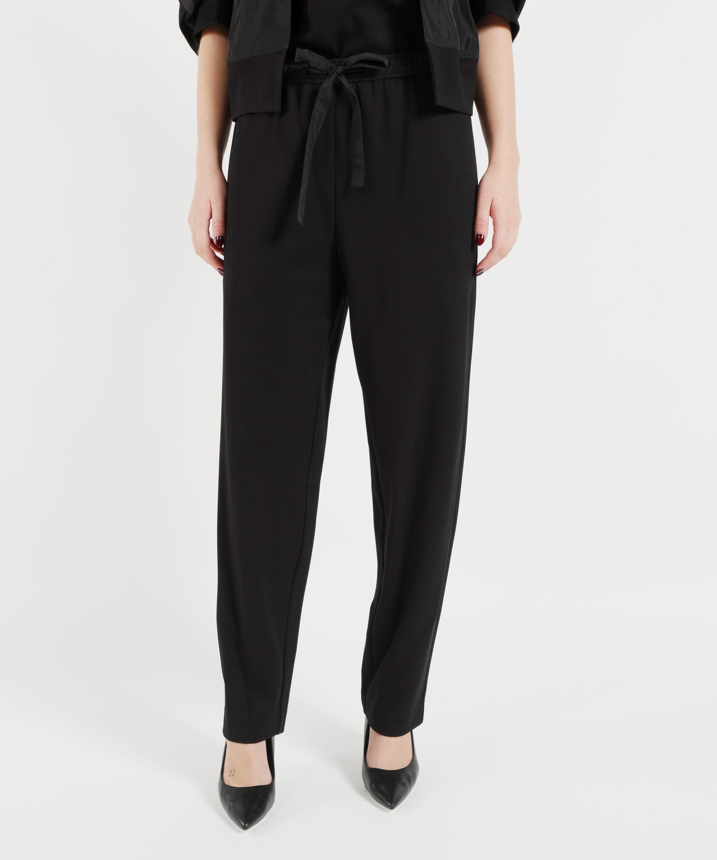 Pantaloni MEIMEI pantalone da donna Meimeij con elastico e coulisse Nero | MEIMEI