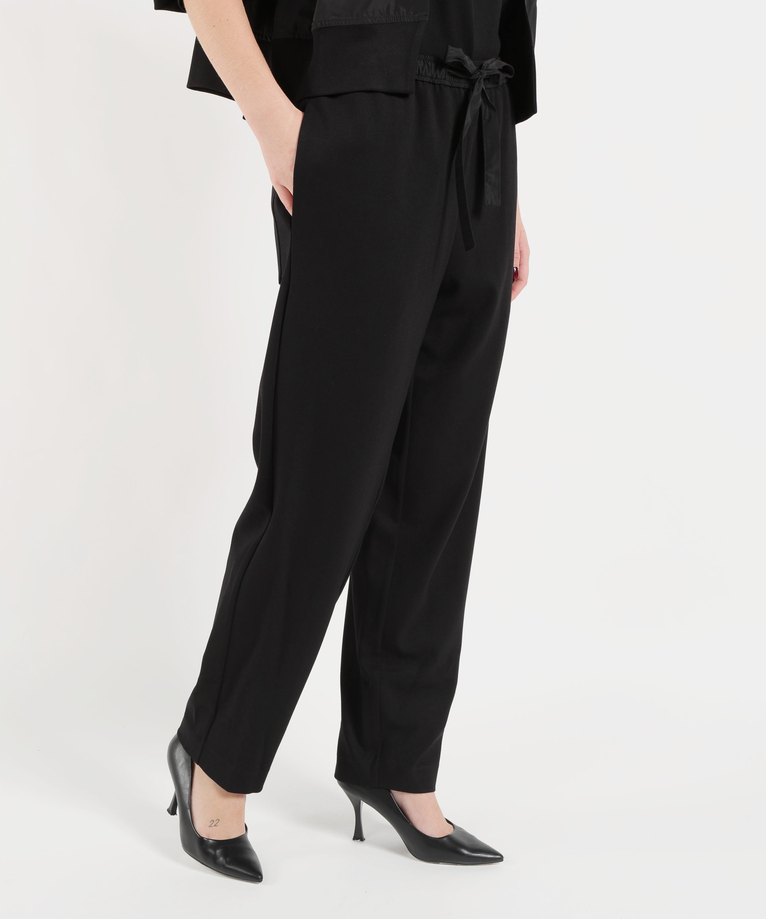 Pantaloni MEIMEI pantalone da donna Meimeij con elastico e coulisse Nero | MEIMEI