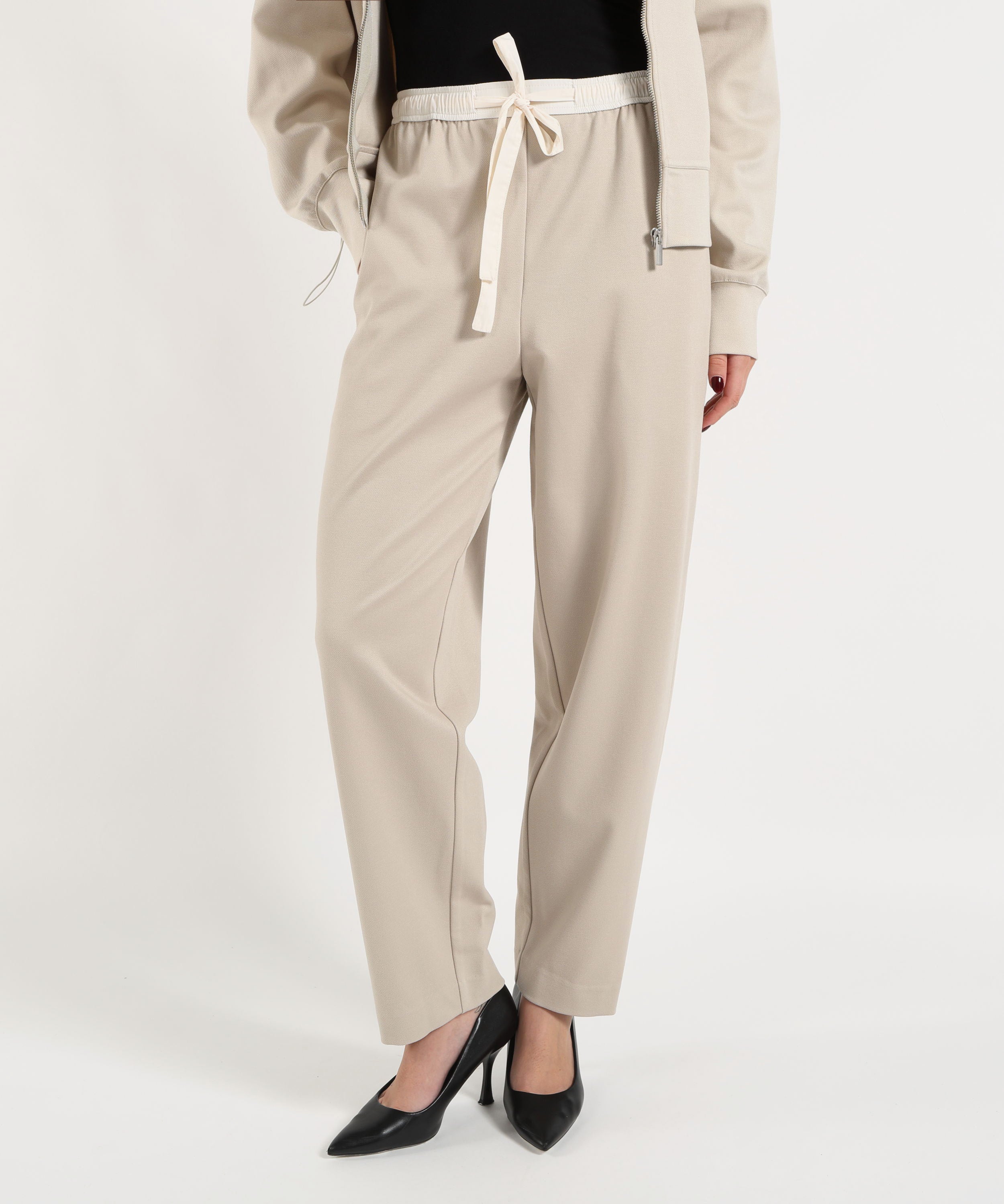 Pantaloni MEIMEI pantalone da donna Meimeij con elastico e coulisse Ecru | MEIMEI